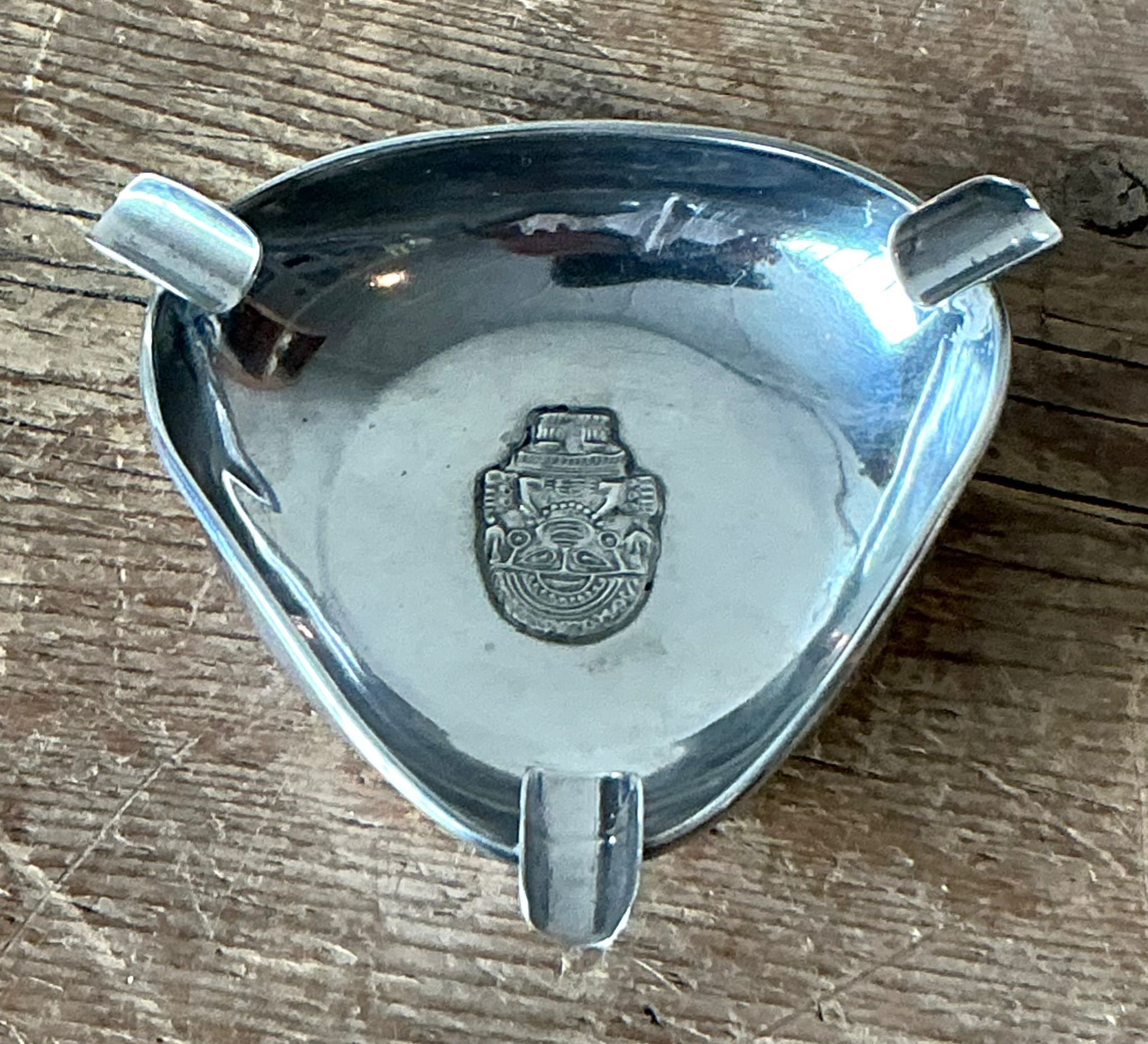 Vintage Boho Silver Incan Ash Tray - Side view