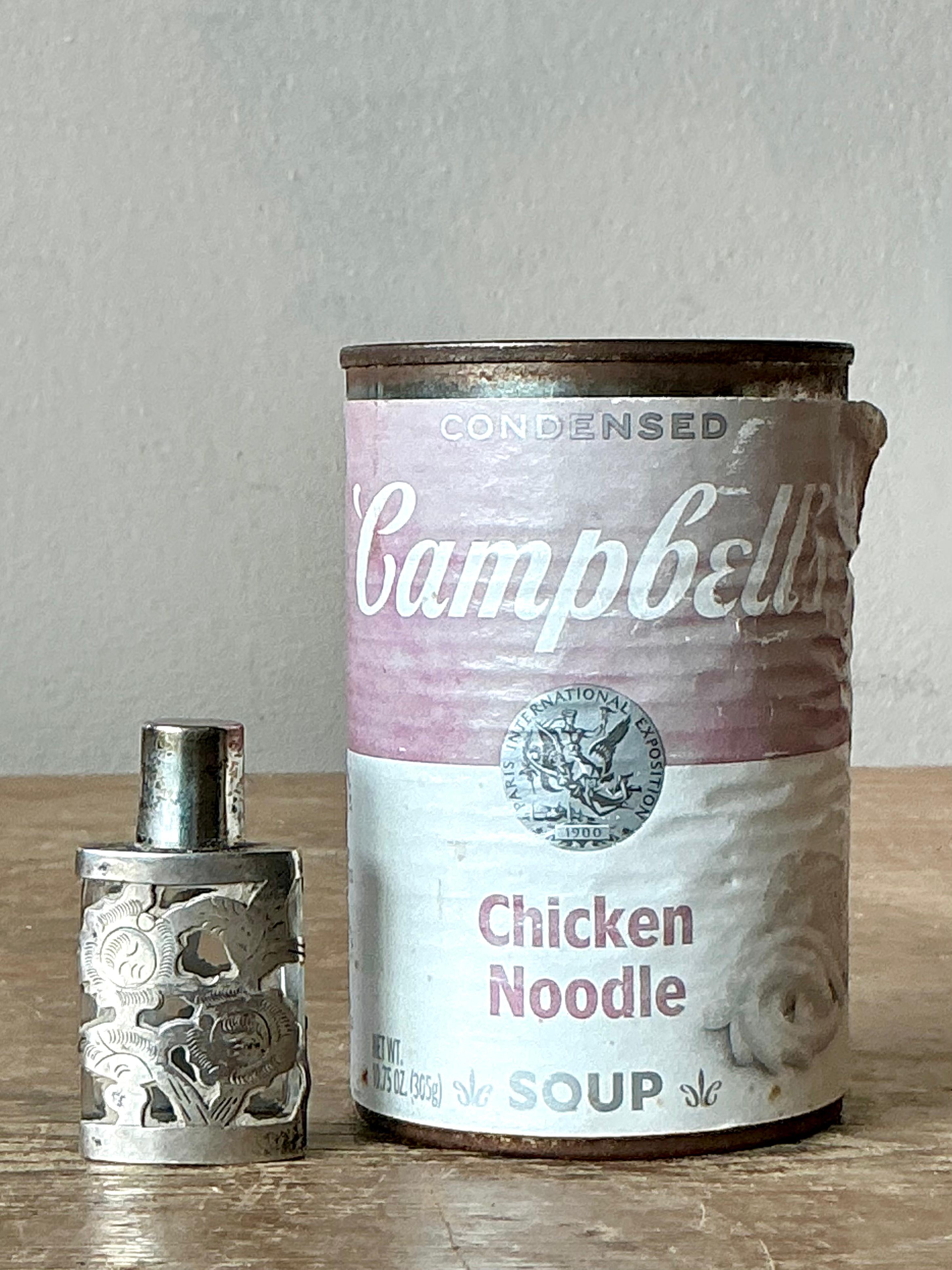 Vintage Boho Sterling Silver Perfume Bottle - Back view