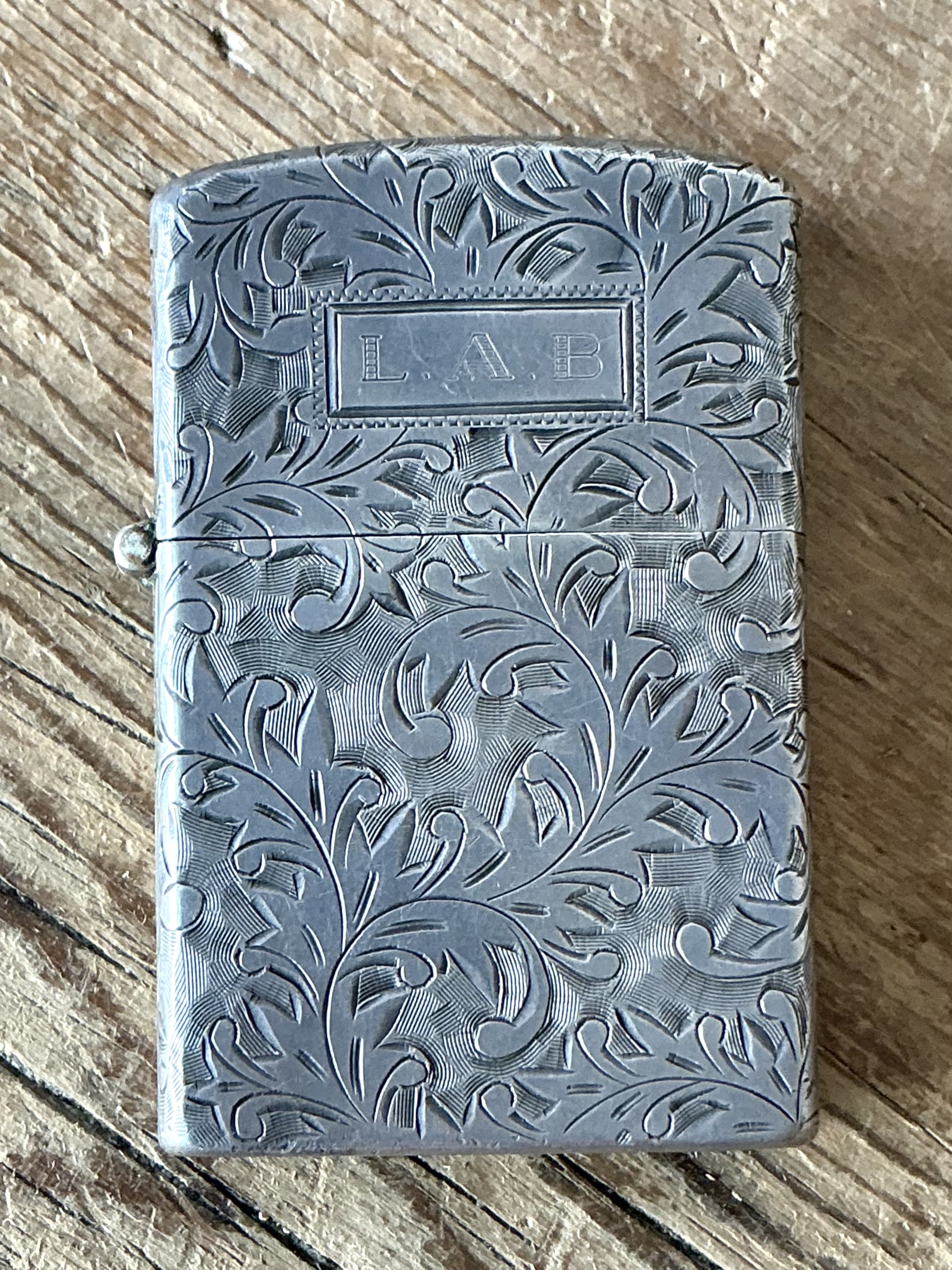 Vintage Boho Sterling Silver Hand Engraved Japanese Lighter - Detail view