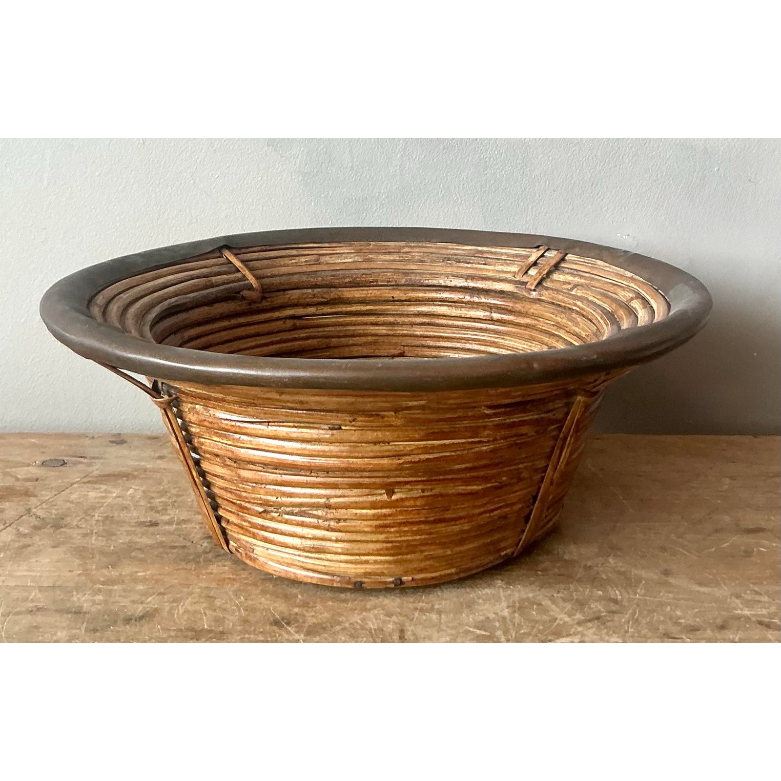 Vintage Boho Pencil Reed Bowl - Top view