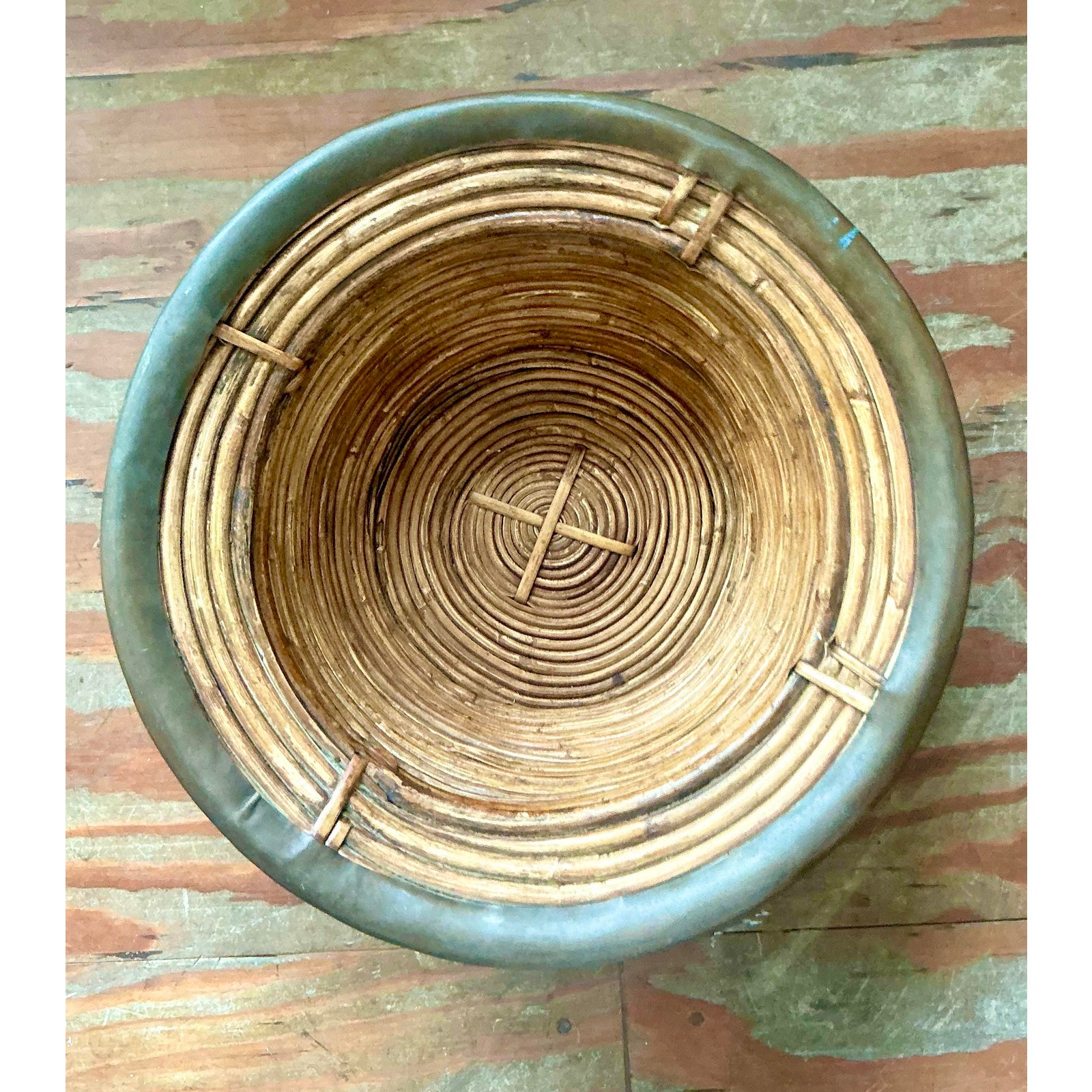 Vintage Boho Pencil Reed Bowl - Side view