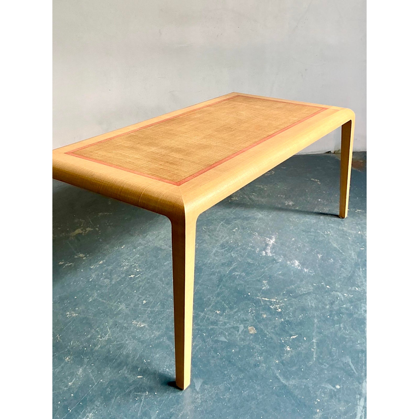 Vintage Boho Harrison Van Horn Grasscloth Dining Table - Back view
