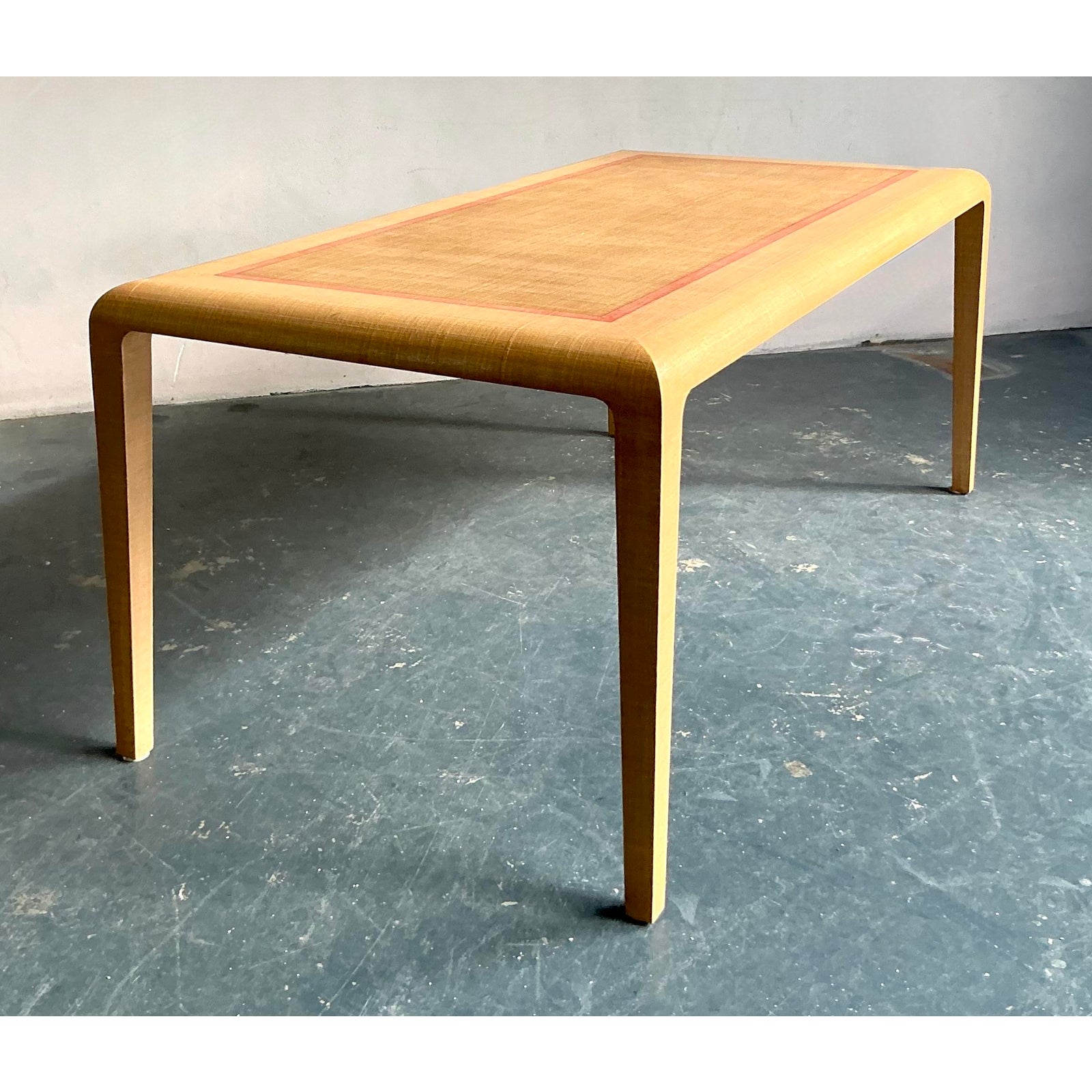 Vintage Boho Harrison Van Horn Grasscloth Dining Table - Detail view