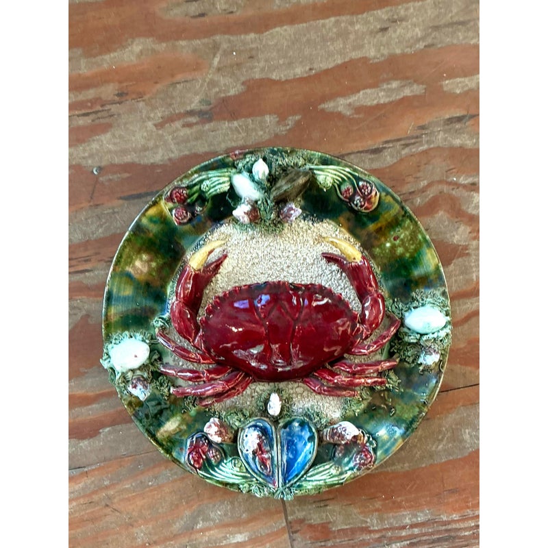 Vintage Regency French Majolica Crab Plate - Back view