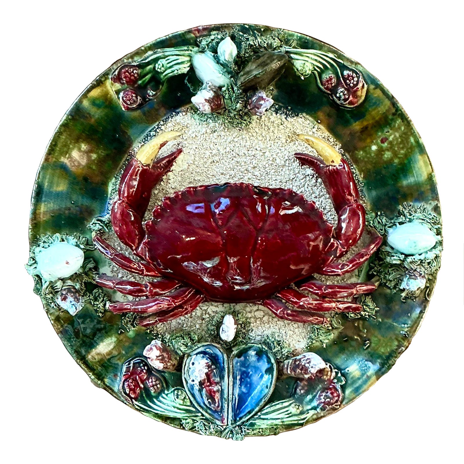 Vintage Regency French Majolica Crab Plate