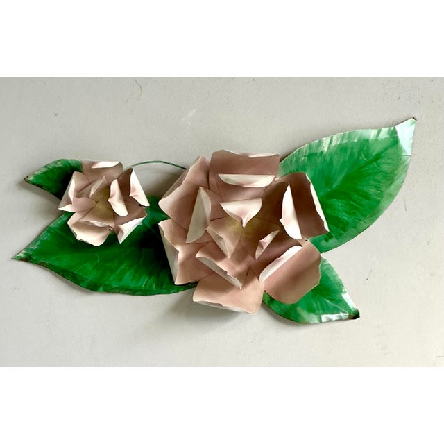Vintage Boho Metal Roses Wall Sculpture - Back view