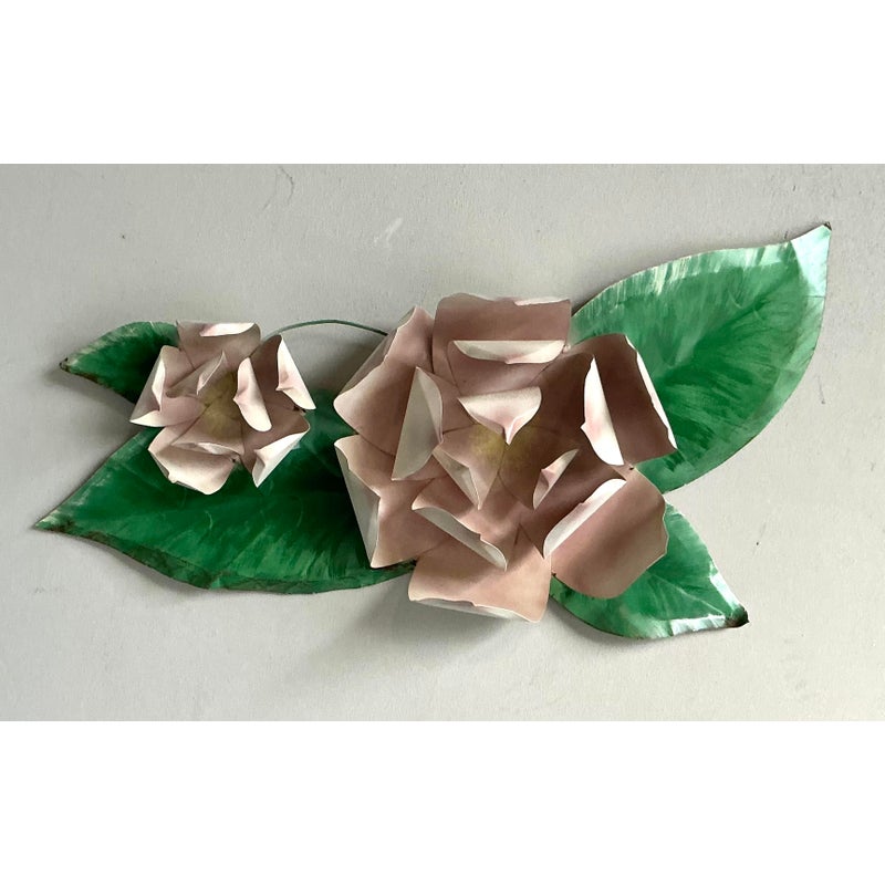 Vintage Boho Metal Roses Wall Sculpture - Top view