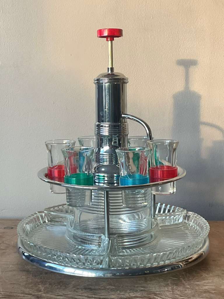 Vintage Boho MCM Swivel Shot Station - Side view