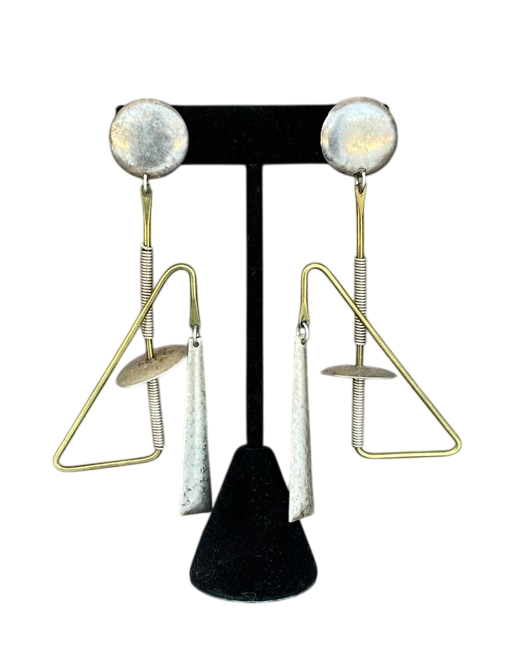 Vintage Abstract Mixed Metal Dangle Earrings