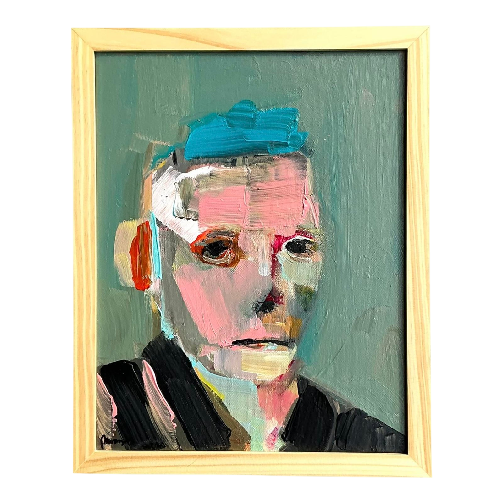 Vintage Boho Abstract Figurative Portrait on Canvas