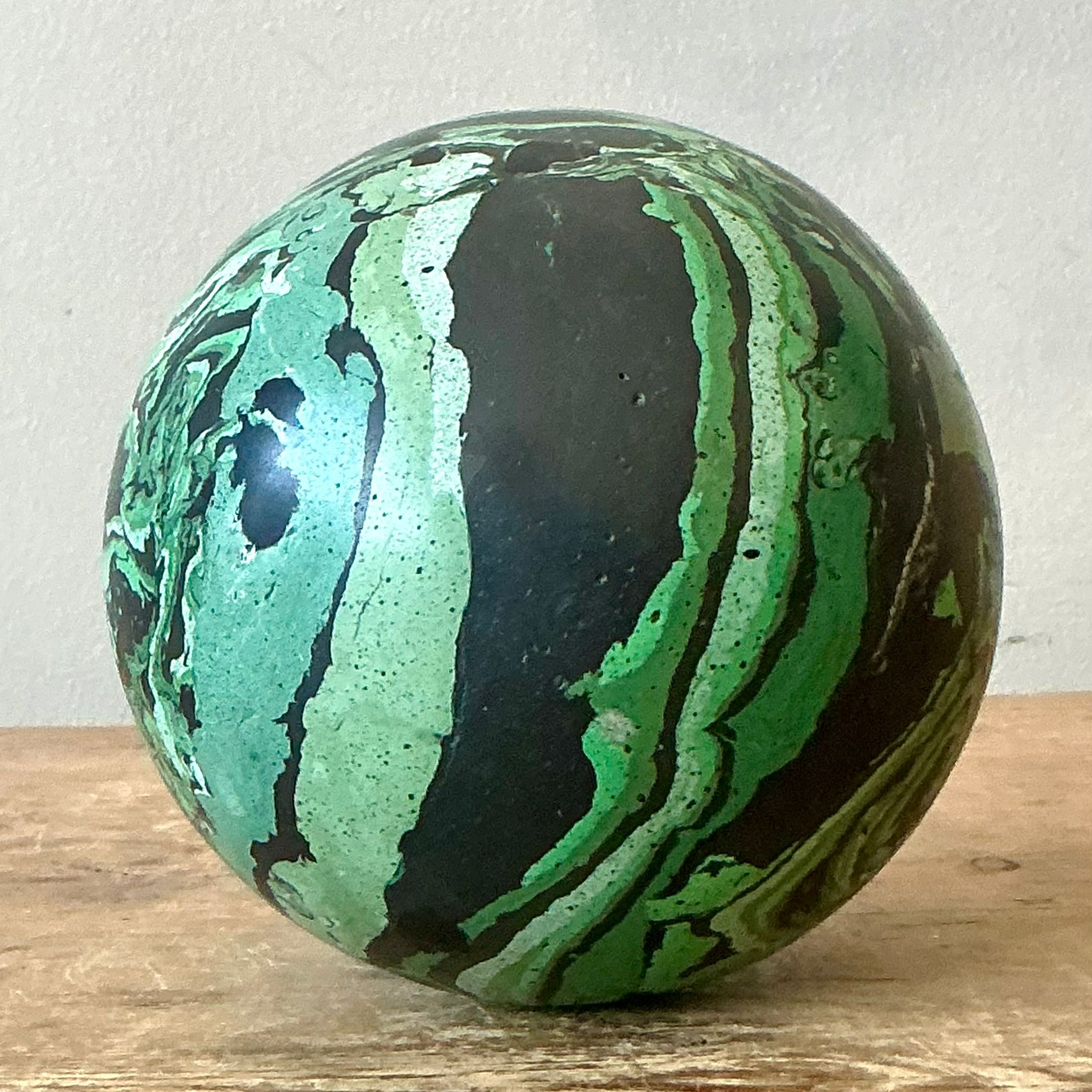 Vintage Boho Hand-Painted Scagliola Sphere - Side view