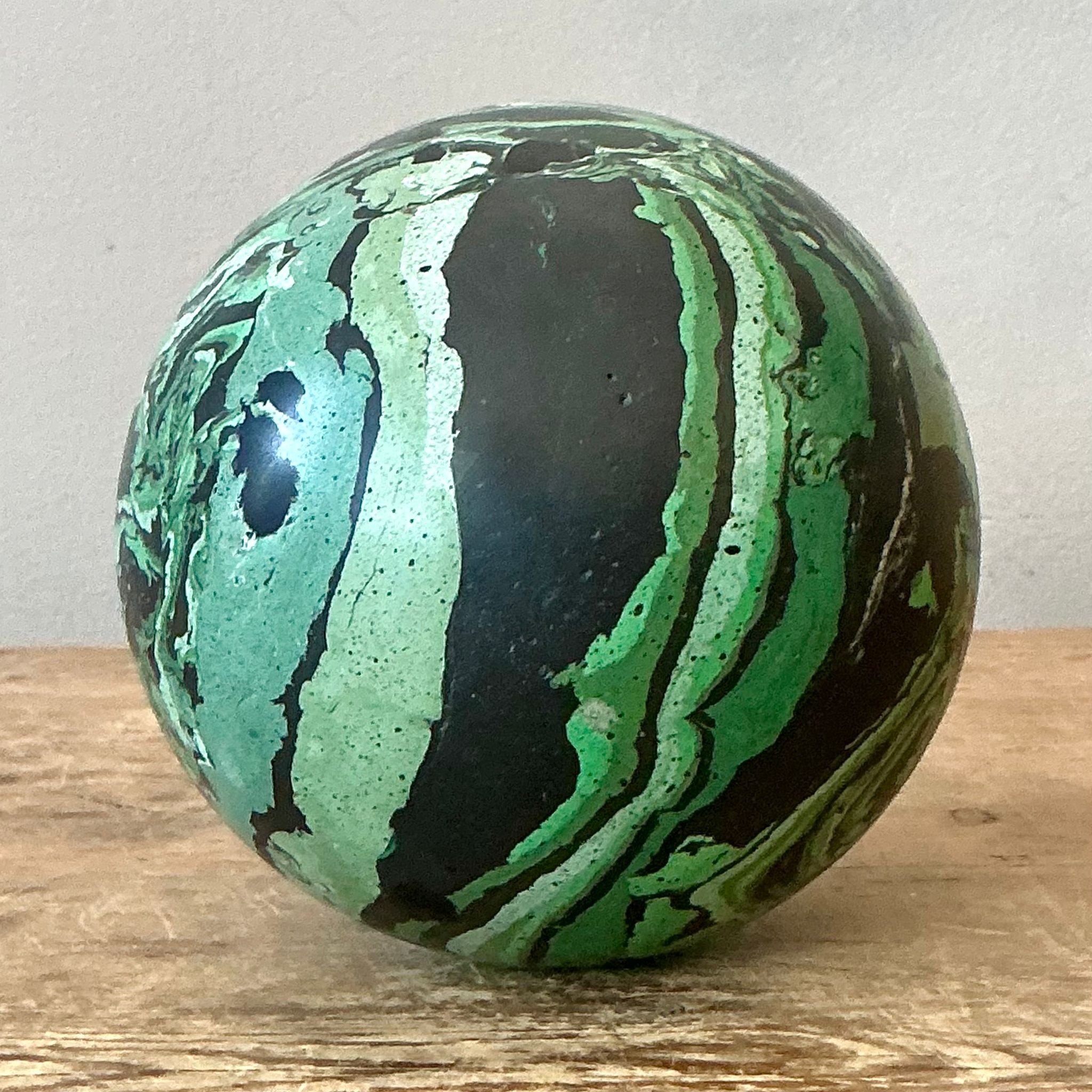 Vintage Boho Hand-Painted Scagliola Sphere - Top view