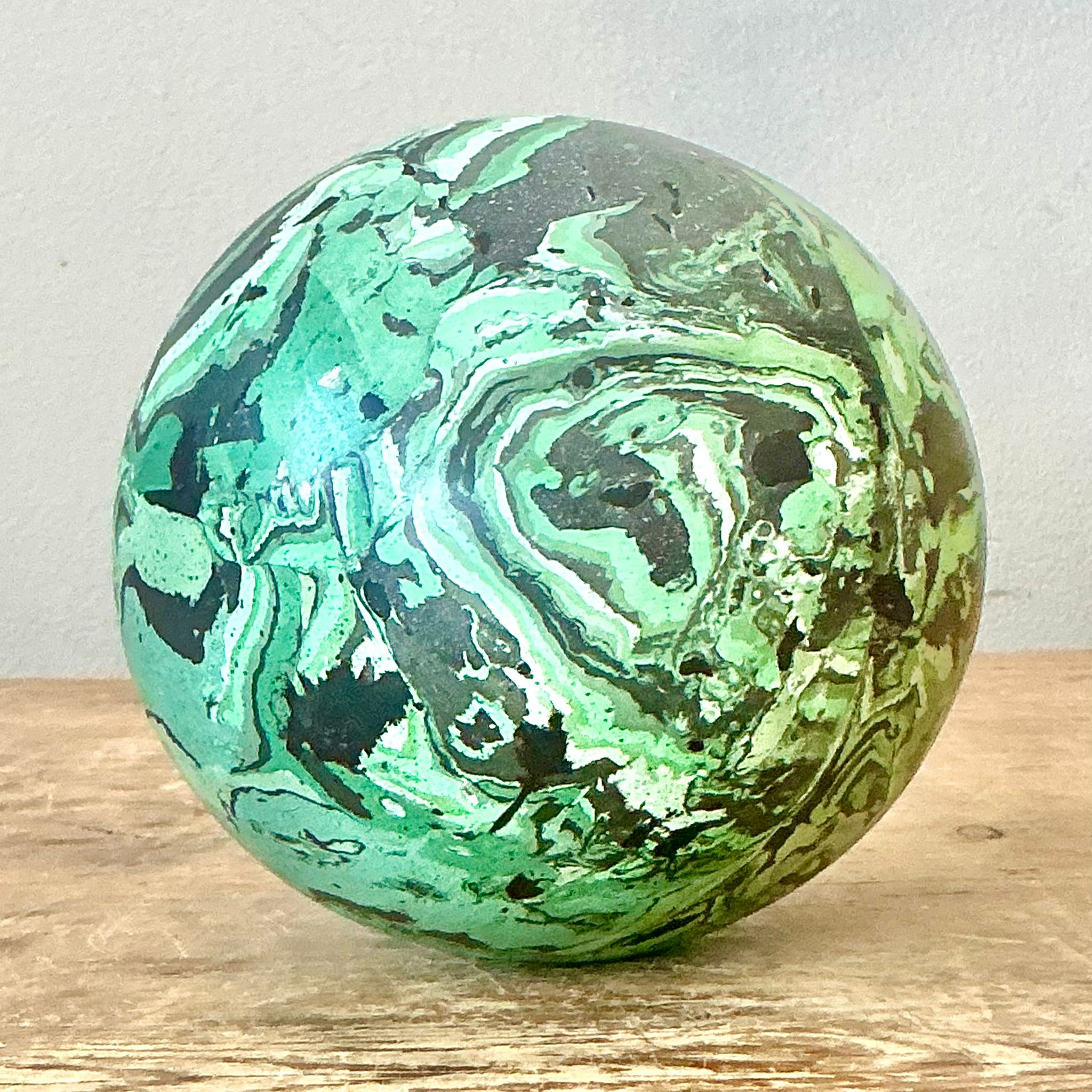 Vintage Boho Hand-Painted Scagliola Sphere - Back view