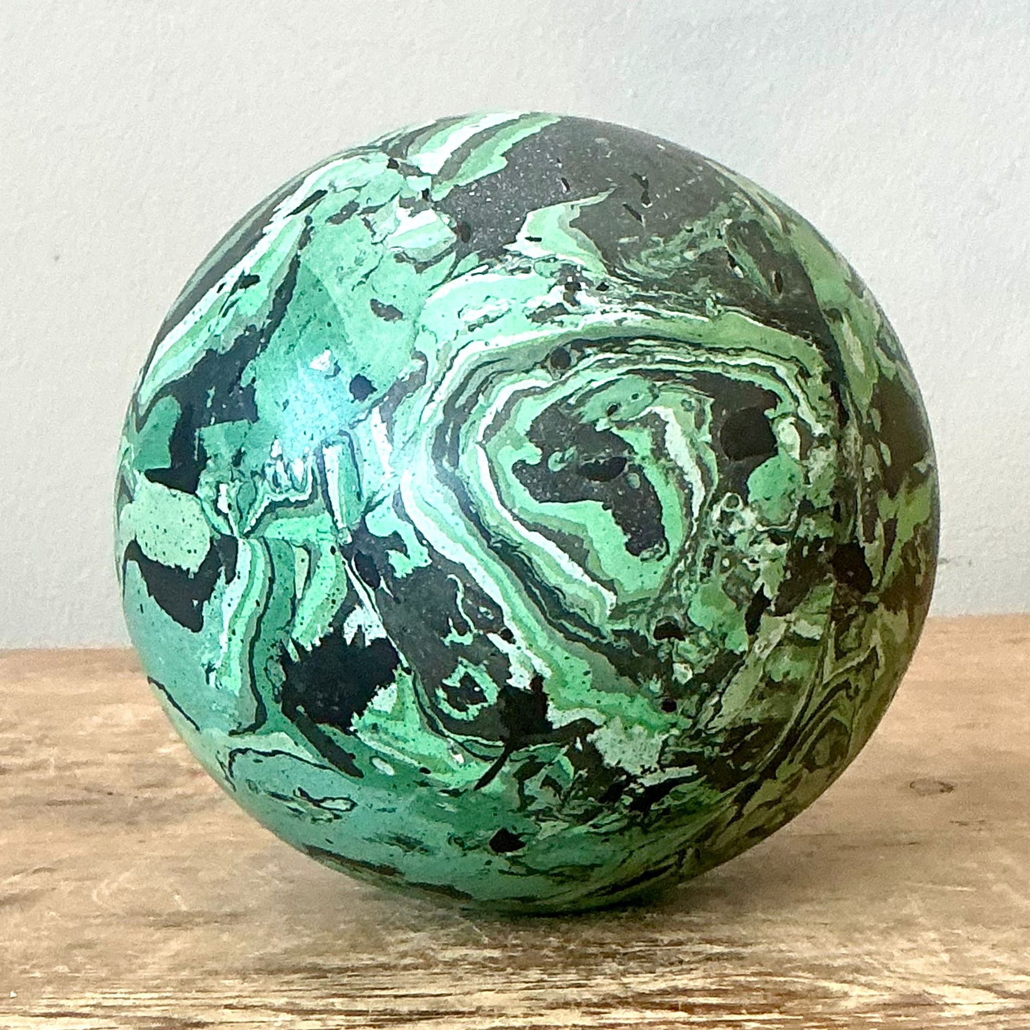 Vintage Boho Hand-Painted Scagliola Sphere - Detail view