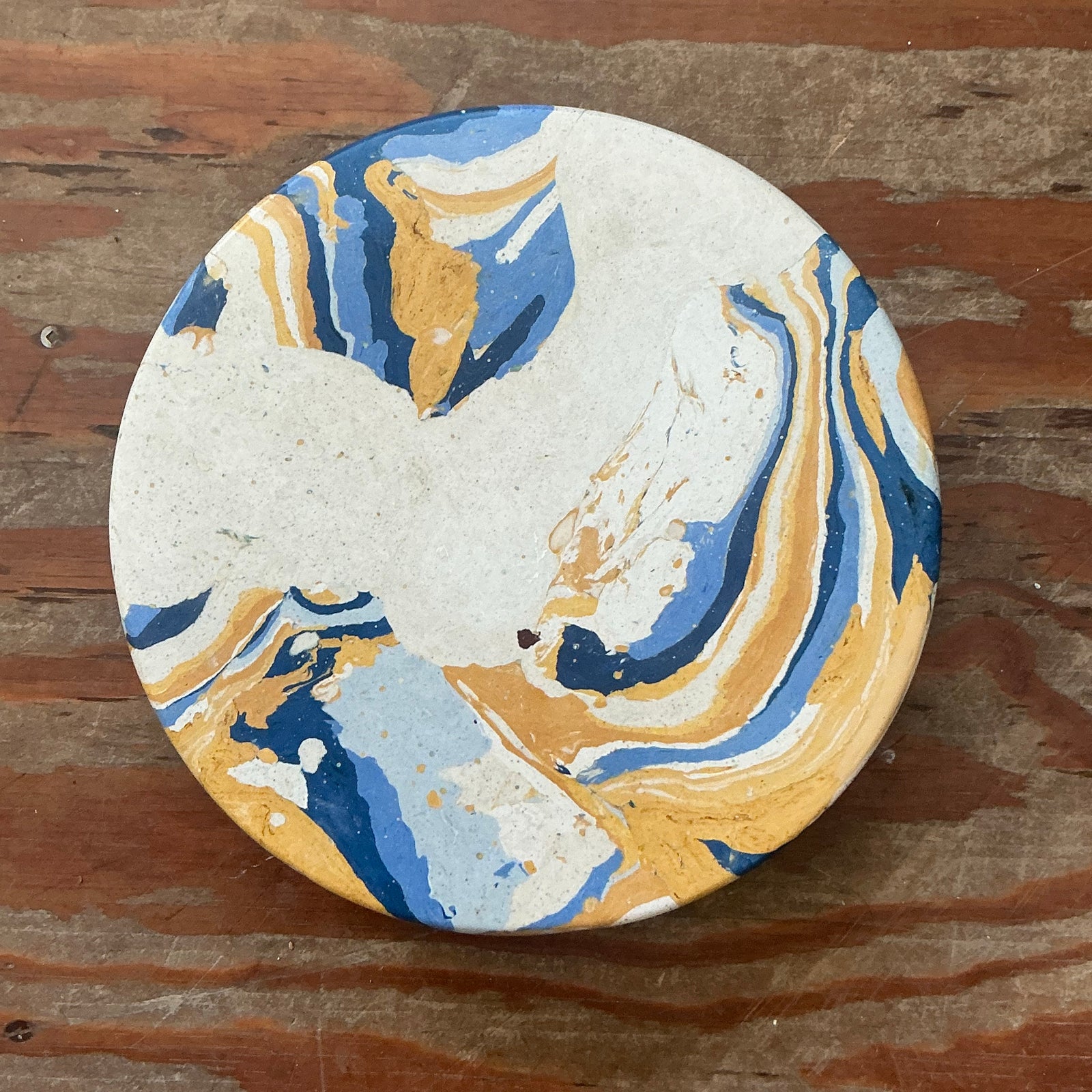 Boho Artisan Pigmented Plaster Scagliola Plinth - Detail view
