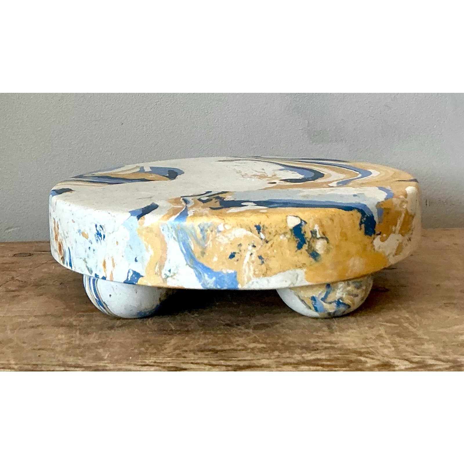 Boho Artisan Pigmented Plaster Scagliola Plinth - Top view