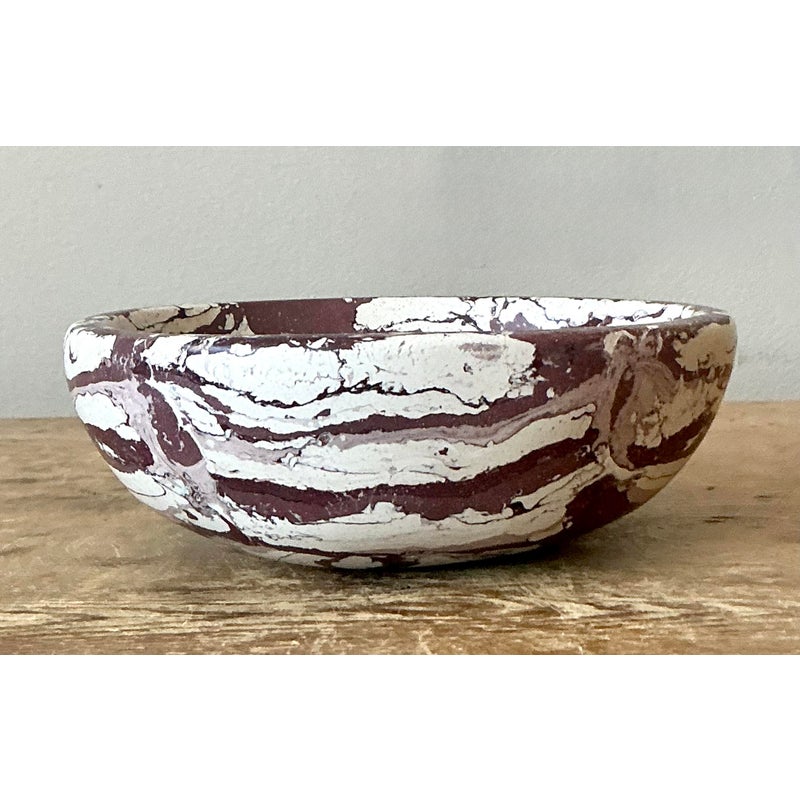 Boho Artisan Pigmented Plaster Scagliola Bowl - Side view