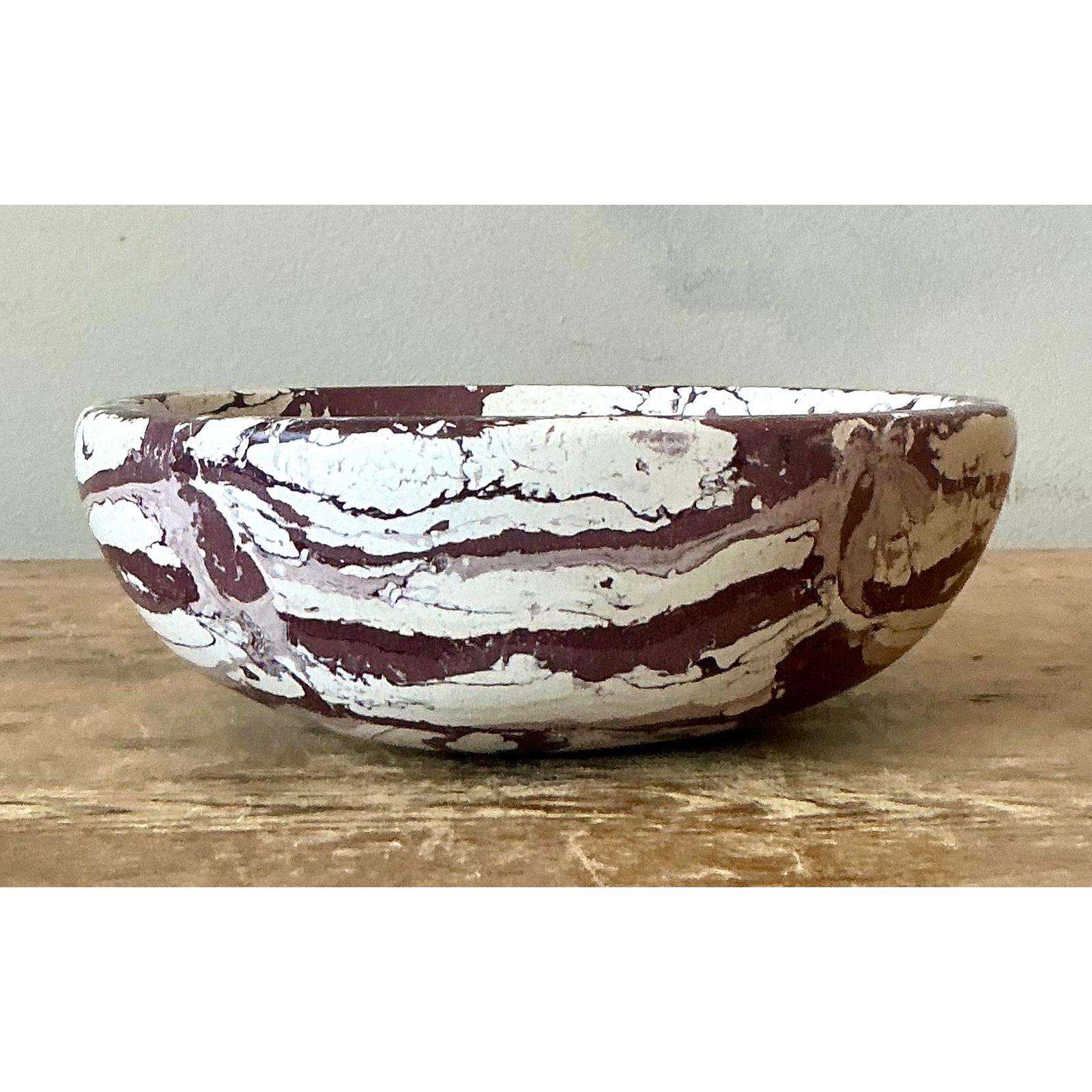 Boho Artisan Pigmented Plaster Scagliola Bowl - Top view