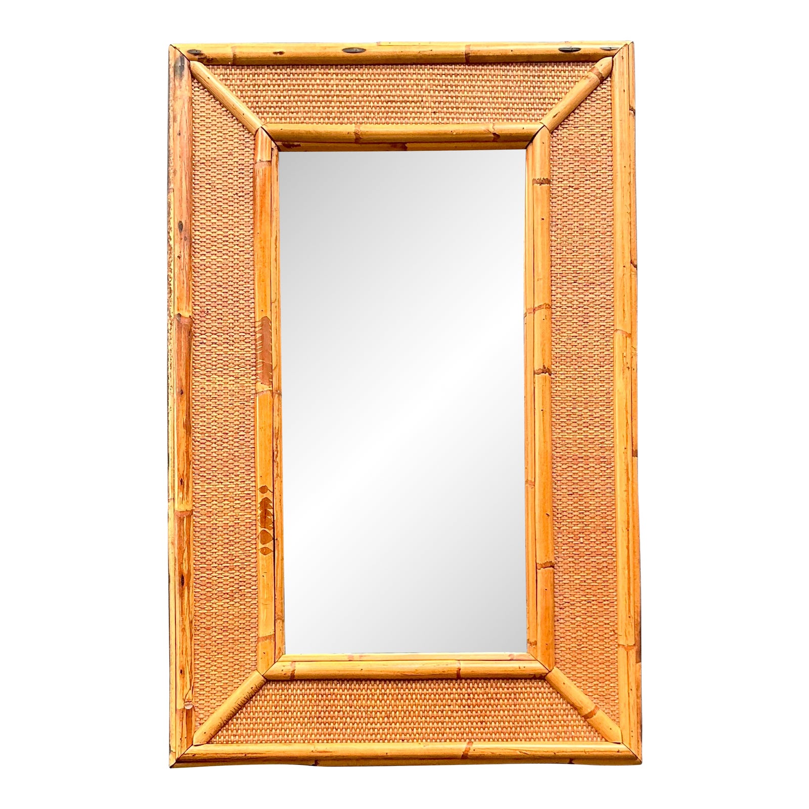 Vintage Boho Burnt Bamboo Mirror