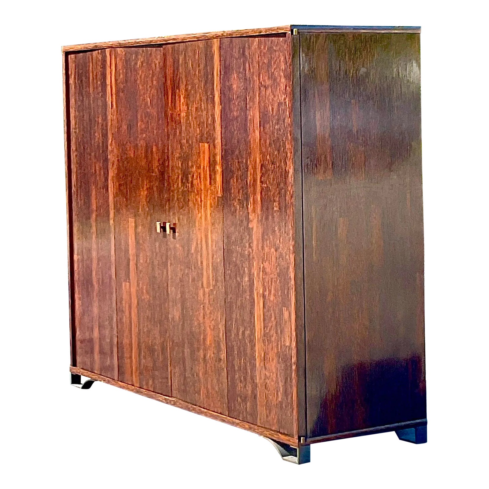 Vintage Peter Marino Custom Rosewood and Bronze Wall Unit