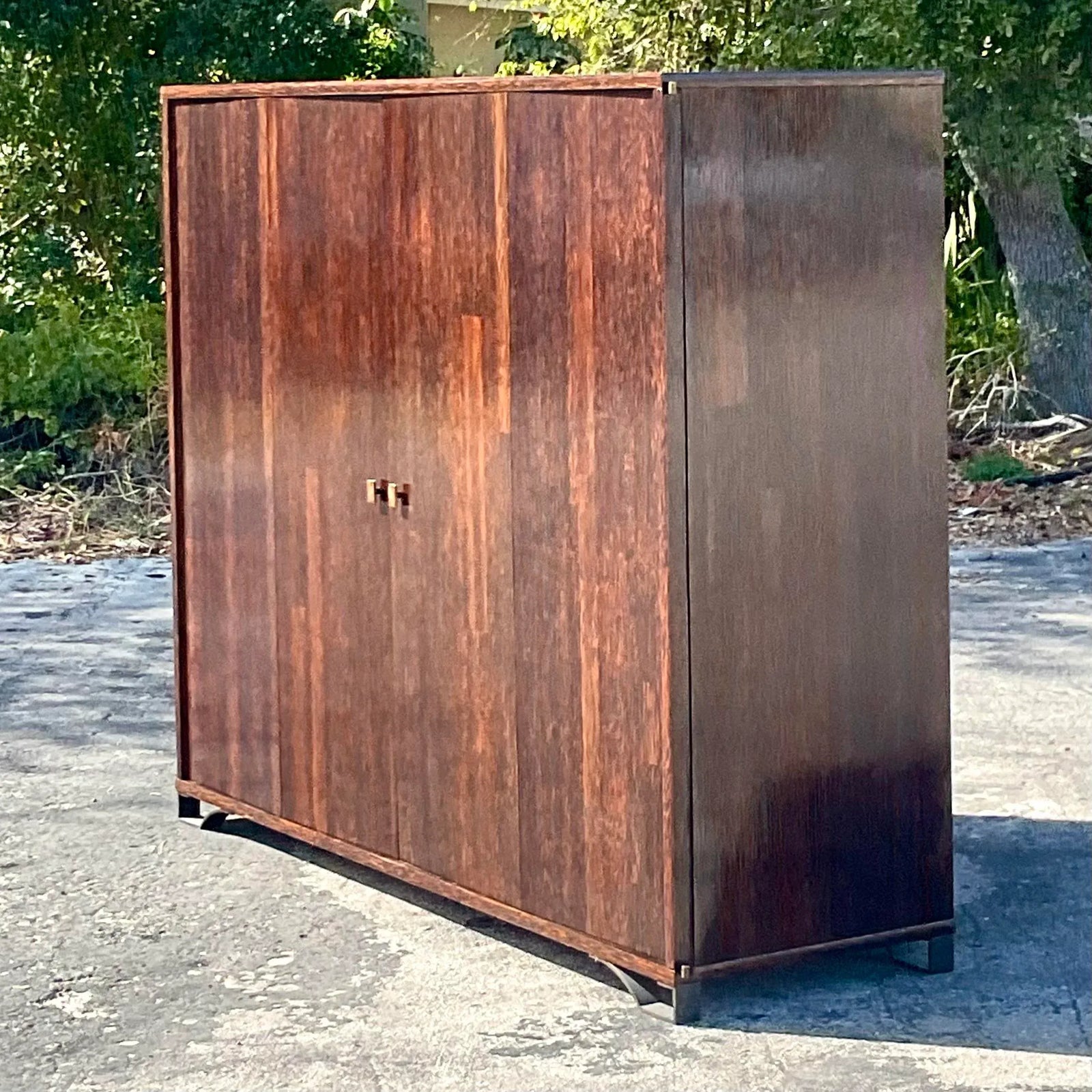Vintage Peter Marino Custom Rosewood and Bronze Wall Unit - Side view