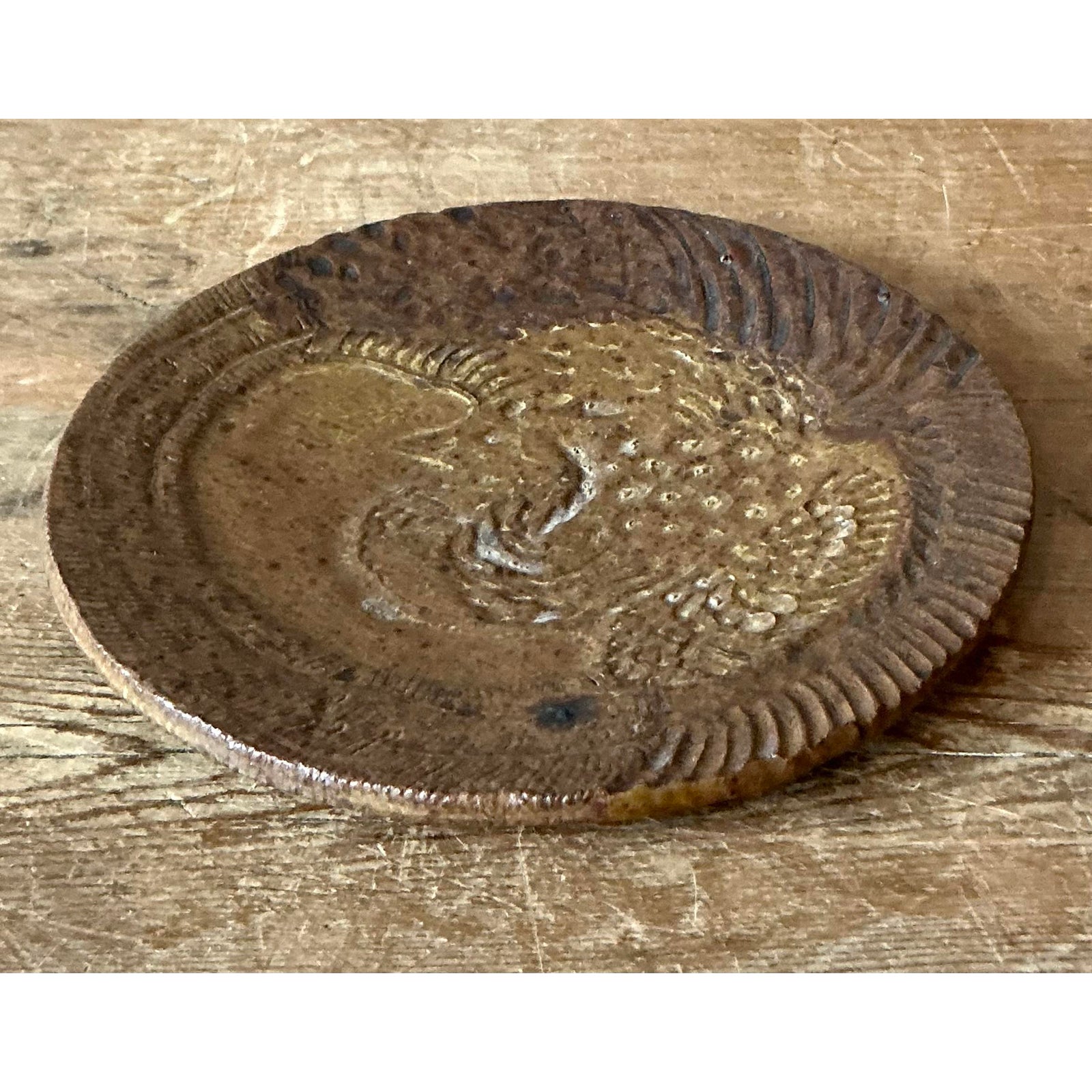 Vintage Boho Original Studio Pottery Phoenix Plate - Back view