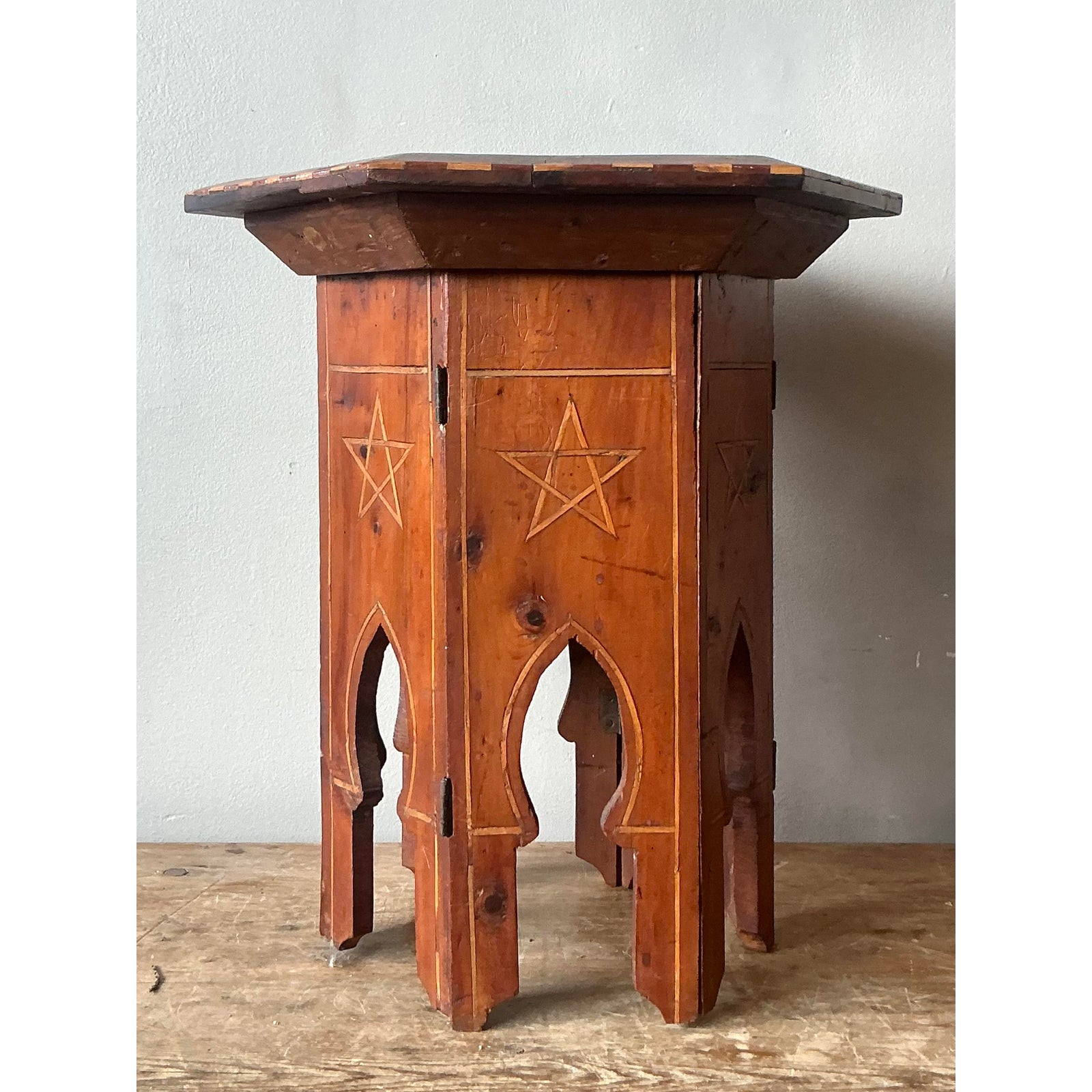 Vintage Boho Syrian Inlay Folding Drinks Table - Detail view
