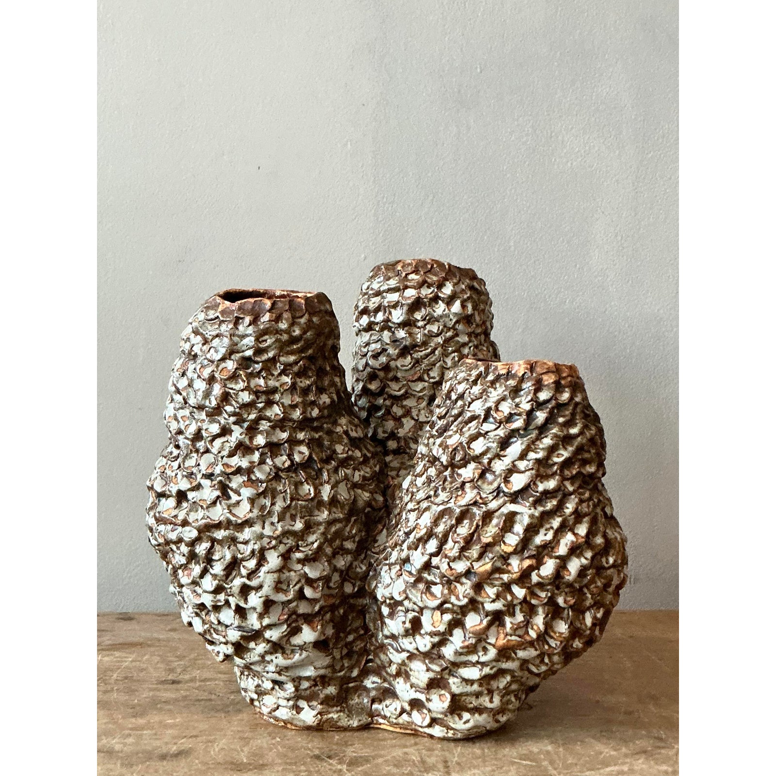 Vintage Boho Original Studio Pottery Barnacle Vase - Back view