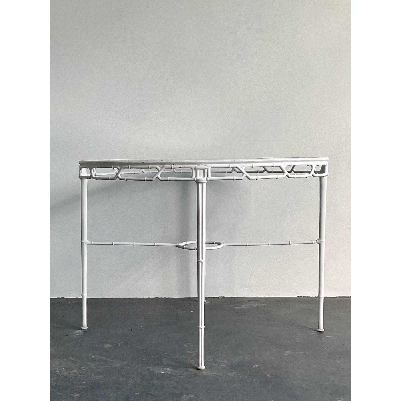 Vintage Boho Cast Aluminum Dining Table After Brown Jordan - Top view