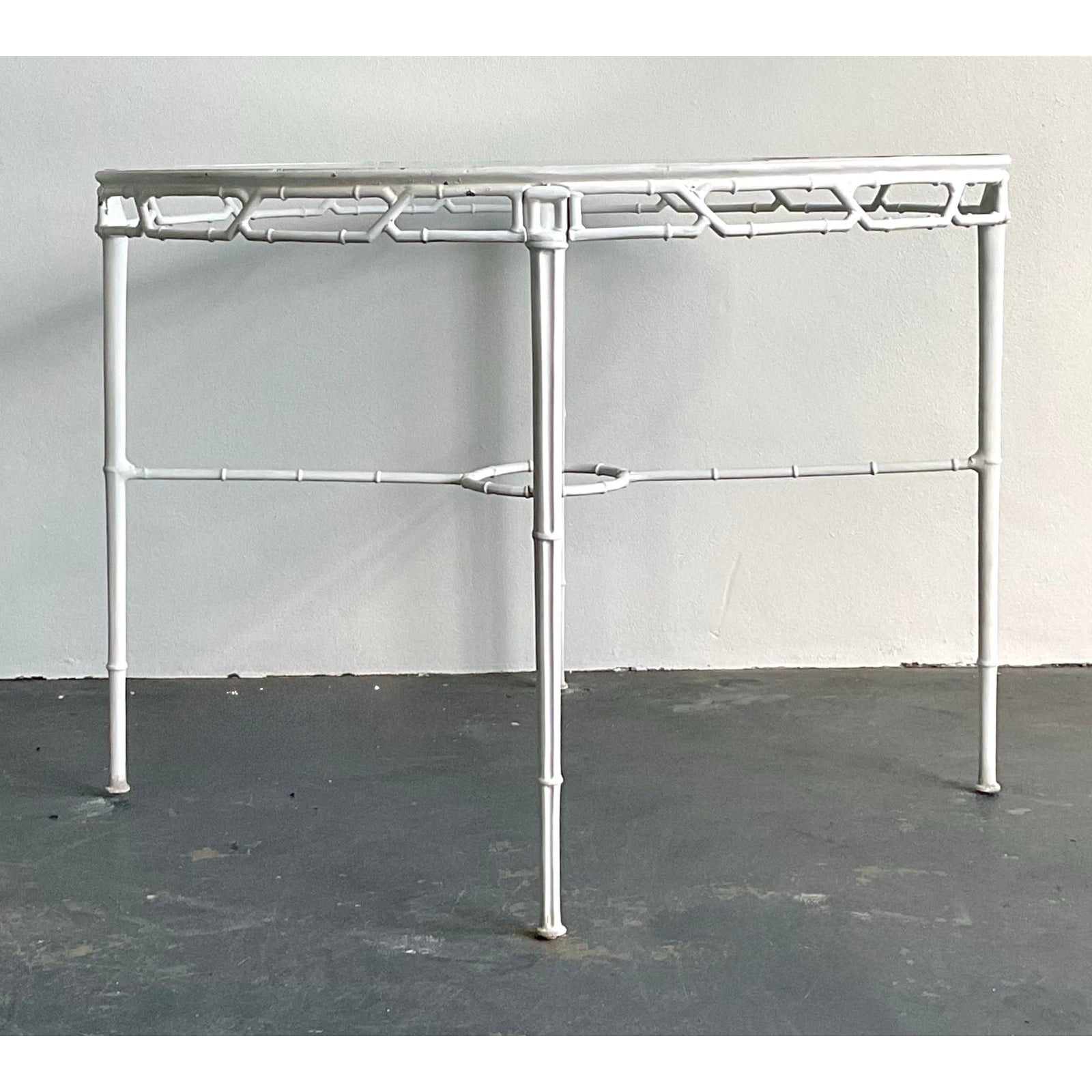 Vintage Boho Cast Aluminum Dining Table After Brown Jordan - Back view