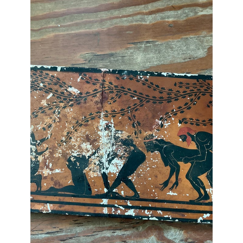 Vintage Neoclassical Greek Erotic Art Distressed Plaster Panel - Side view