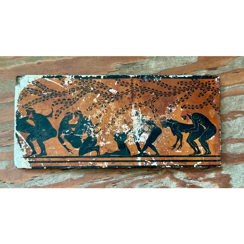Vintage Neoclassical Greek Erotic Art Distressed Plaster Panel - Detail view