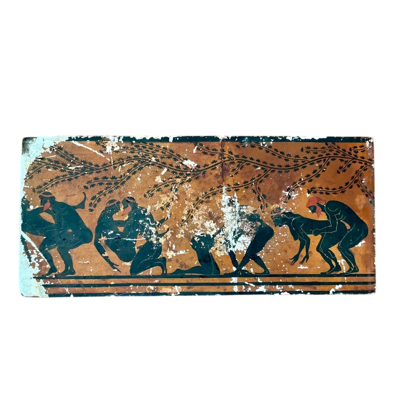 Vintage Neoclassical Greek Erotic Art Distressed Plaster Panel