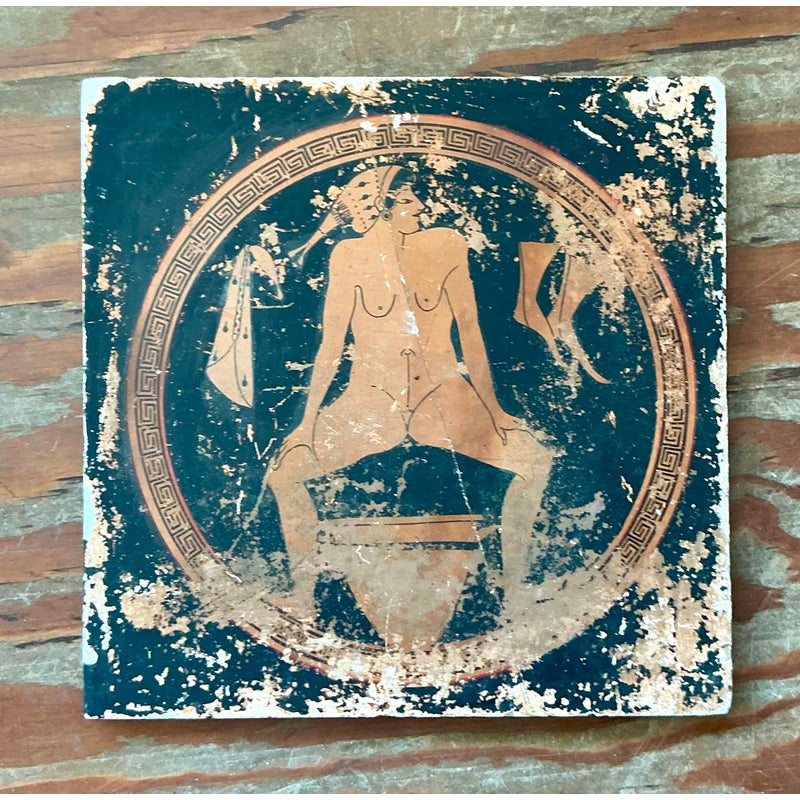 Vintage Neoclassical Greek Erotic Art Distressed Plaster Panel - Side view