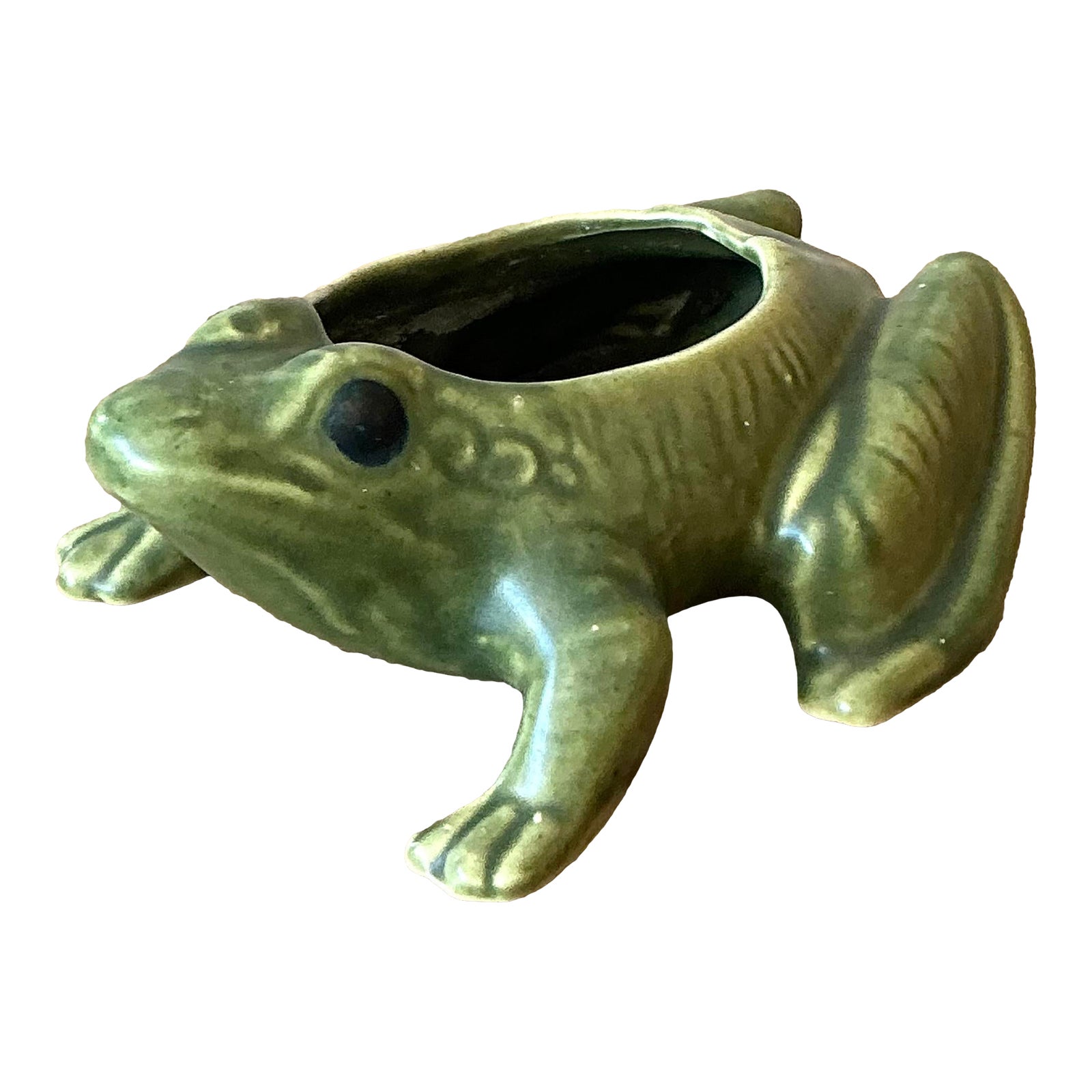 Vintage Boho Glazed Ceramic Frog Planter