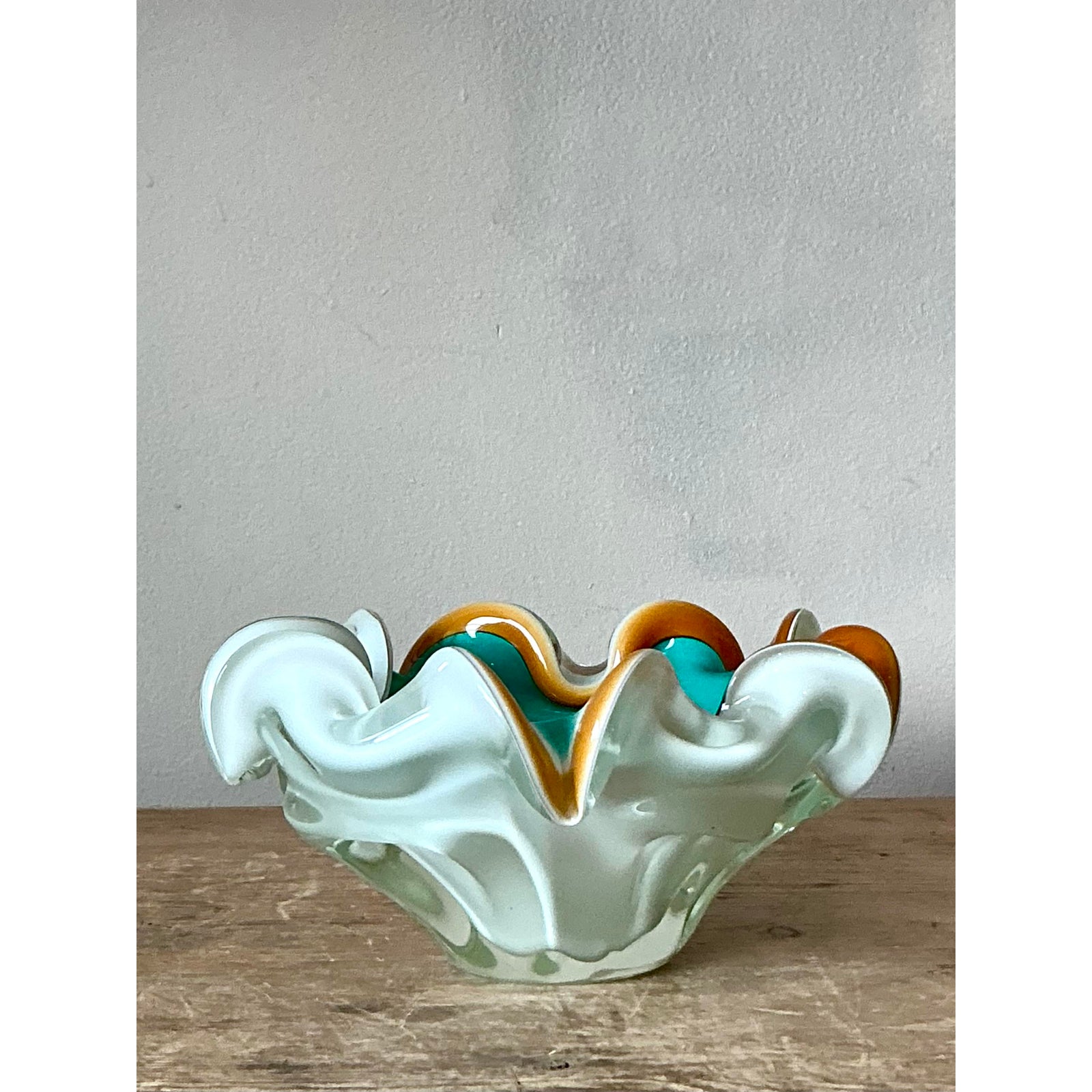 Vintage Italian Art Glass Bowl After Murano - Top view