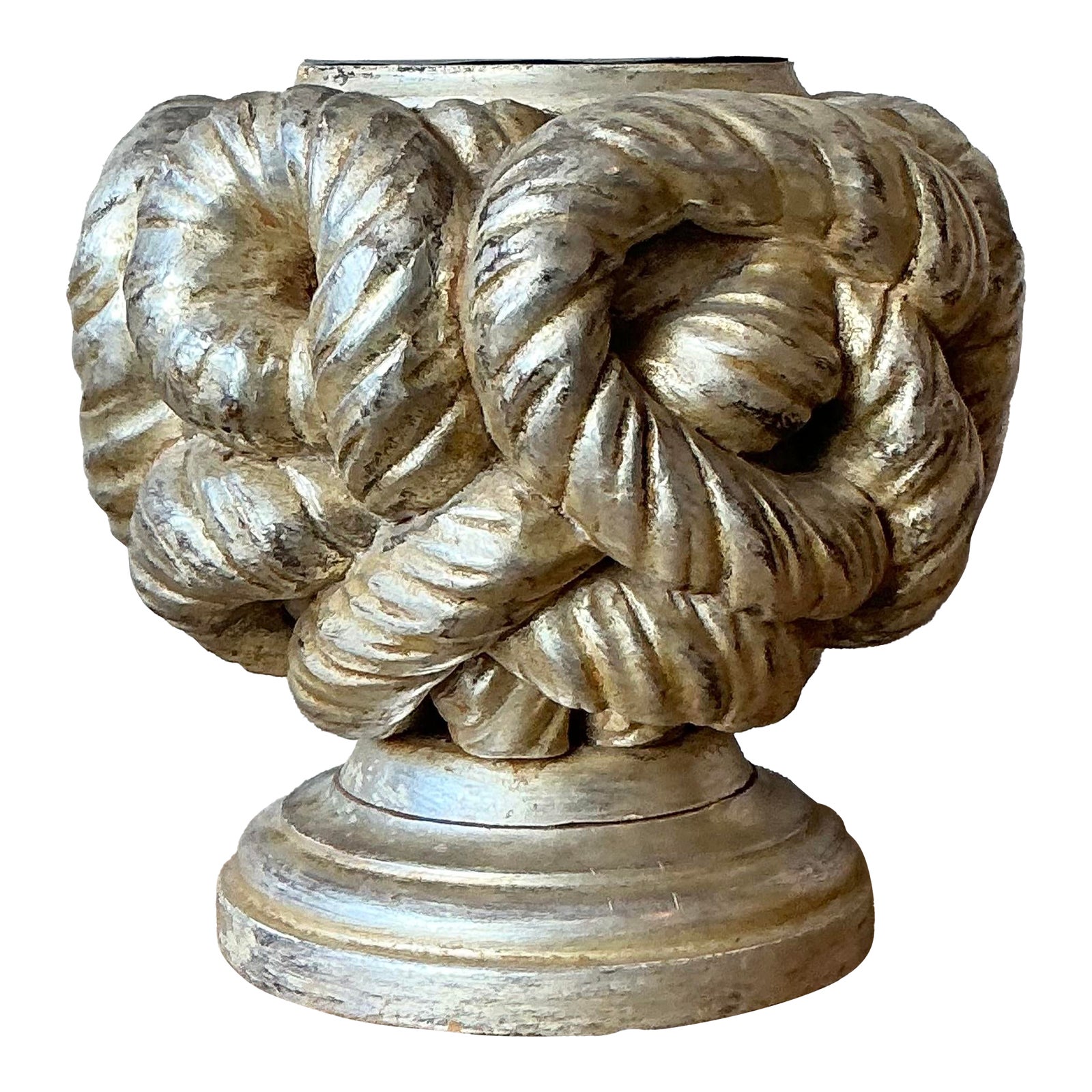 Vintage Boho Silver Leaf Knot Candlestick Holder