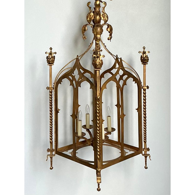 Vintage Gothic Gilt Lantern - Detail view