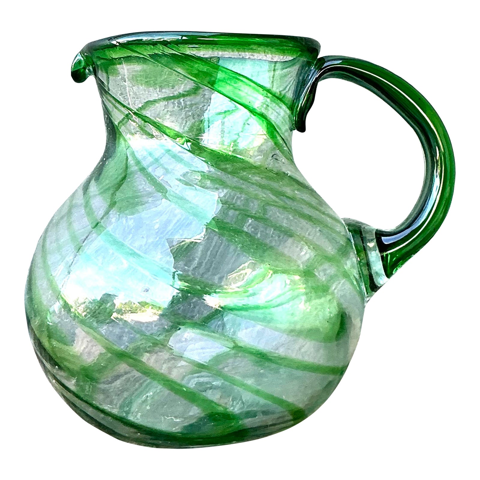 Vintage Boho Blown Glass Pitcher