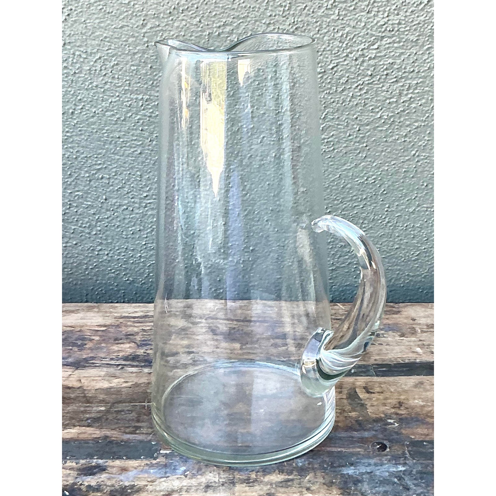 Vintage Boho Blown Glass Pitcher - Back view
