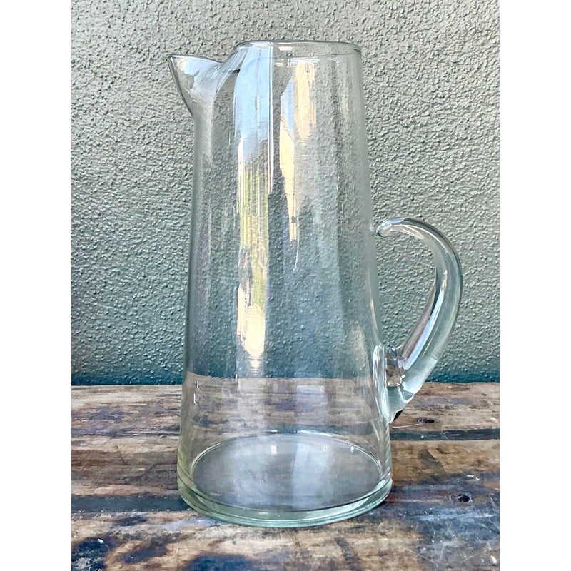 Vintage Boho Blown Glass Pitcher - Top view