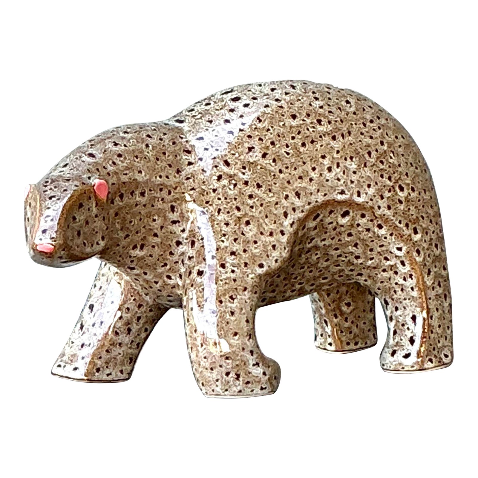 Vintage Boho Glazed Ceramic Polar Bear
