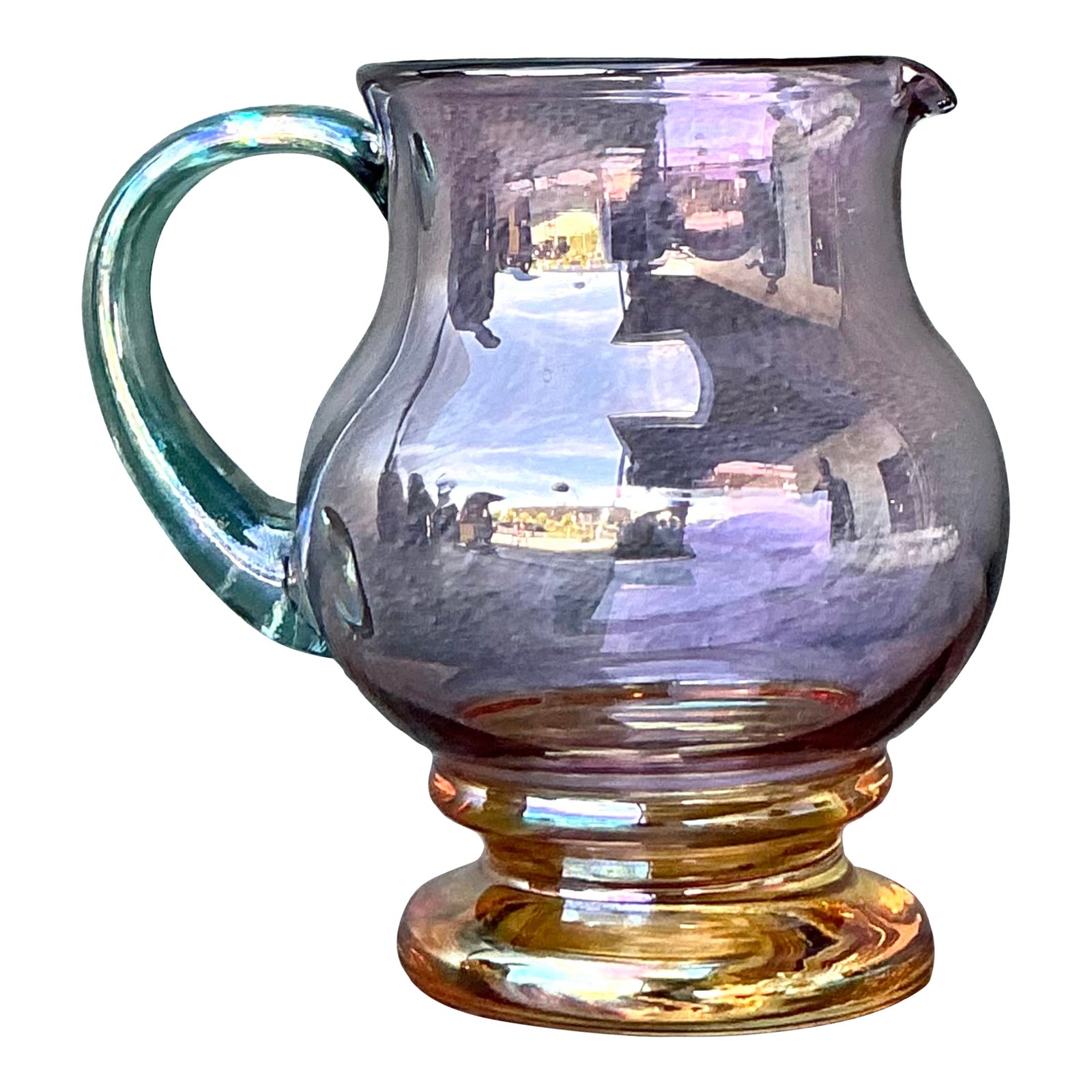Vintage Boho Iridescent Glass Pitcher