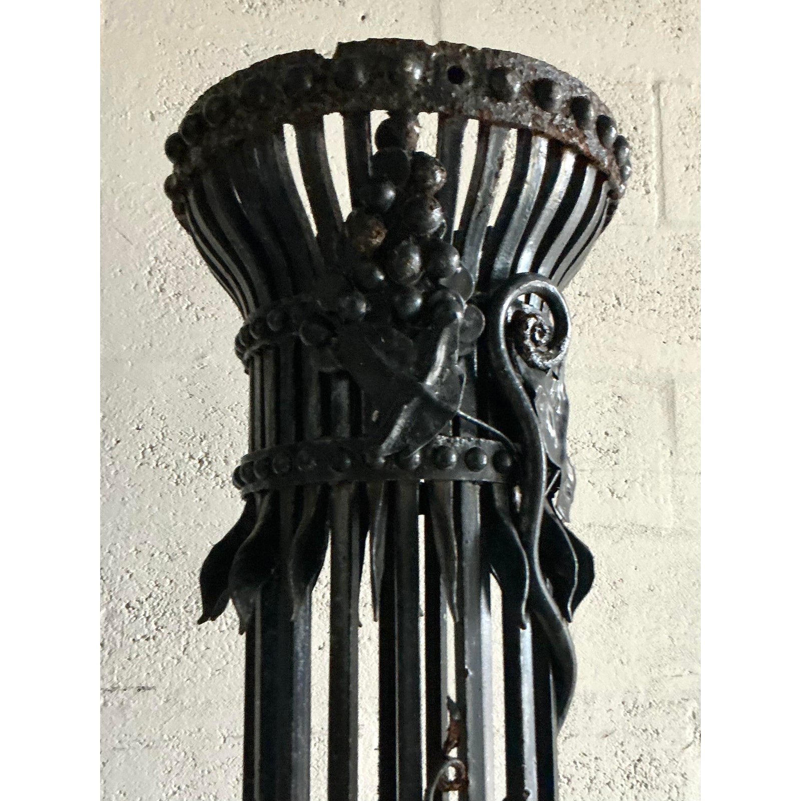 Vintage Neoclassical Wrought Iron Columns - A Pair - Top view