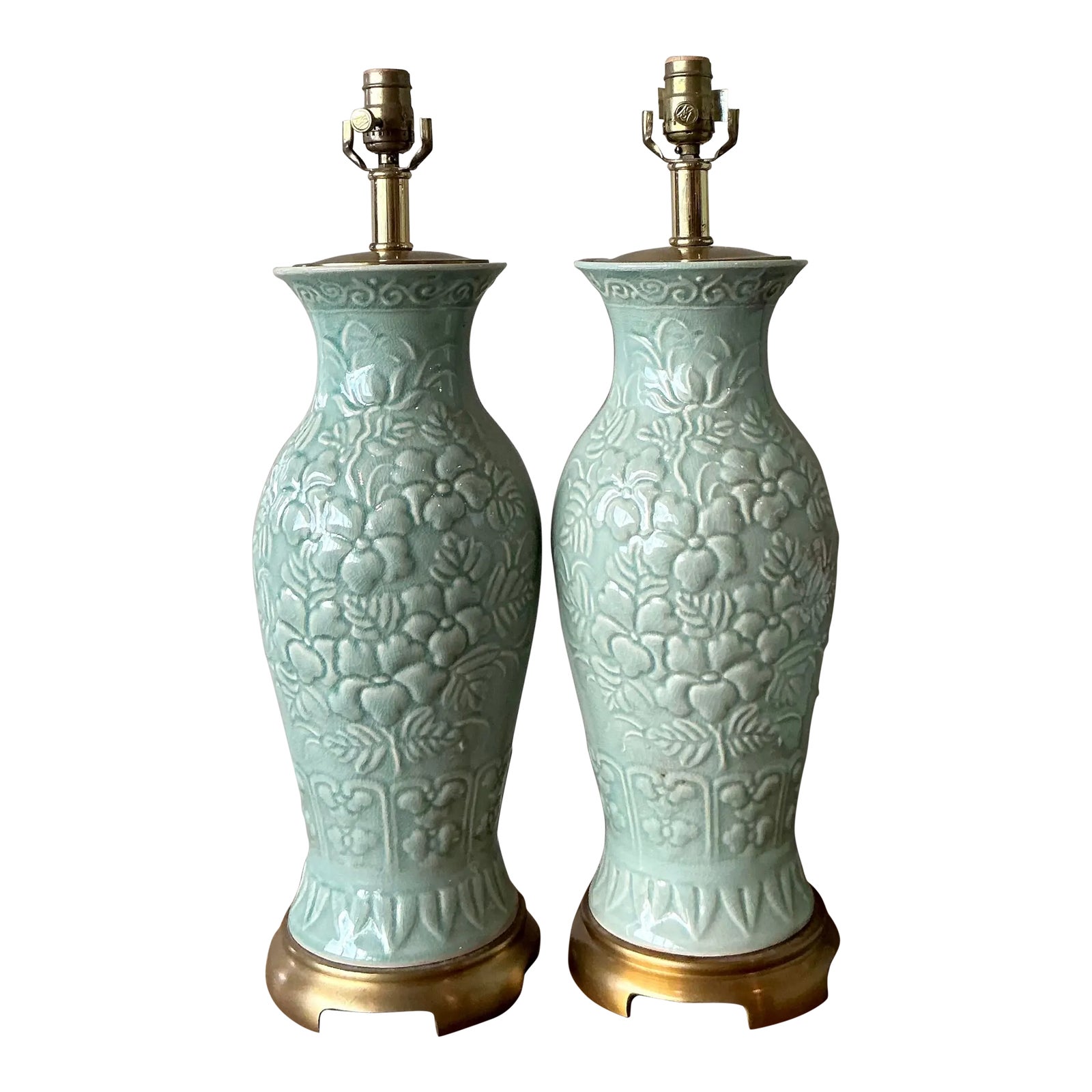 Vintage Boho Maitland Smith Celadon Lamp
