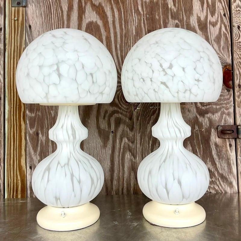 Vintage Globe Lamps After Murano for Someroso for Laurel Lighting - A Pair - Back view