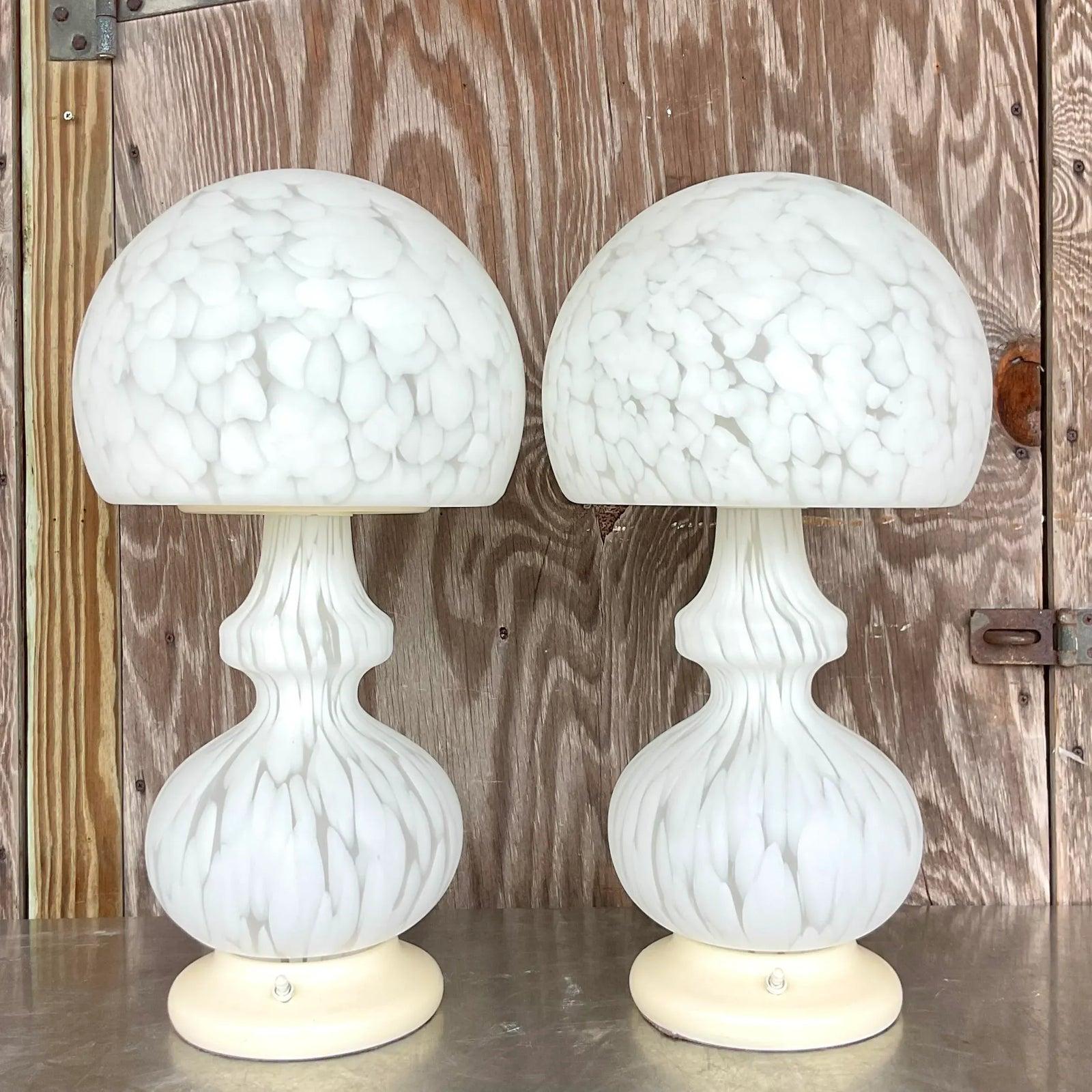Vintage Globe Lamps After Murano for Someroso for Laurel Lighting - A Pair - Detail view