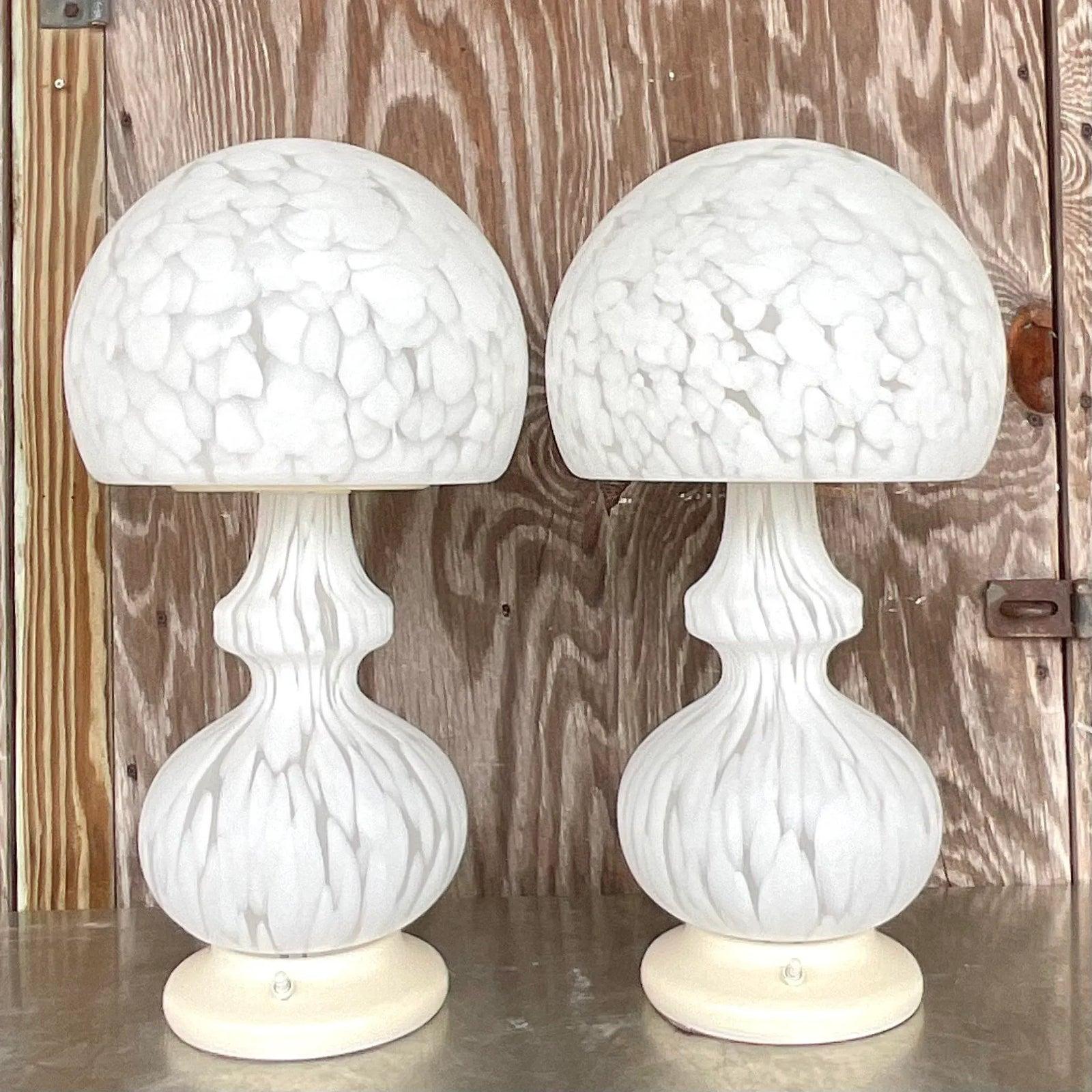 Vintage Globe Lamps After Murano for Someroso for Laurel Lighting - A Pair - Side view