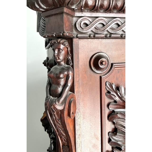 Vintage Boho Black Forest Carved Oak Armoire - Top view