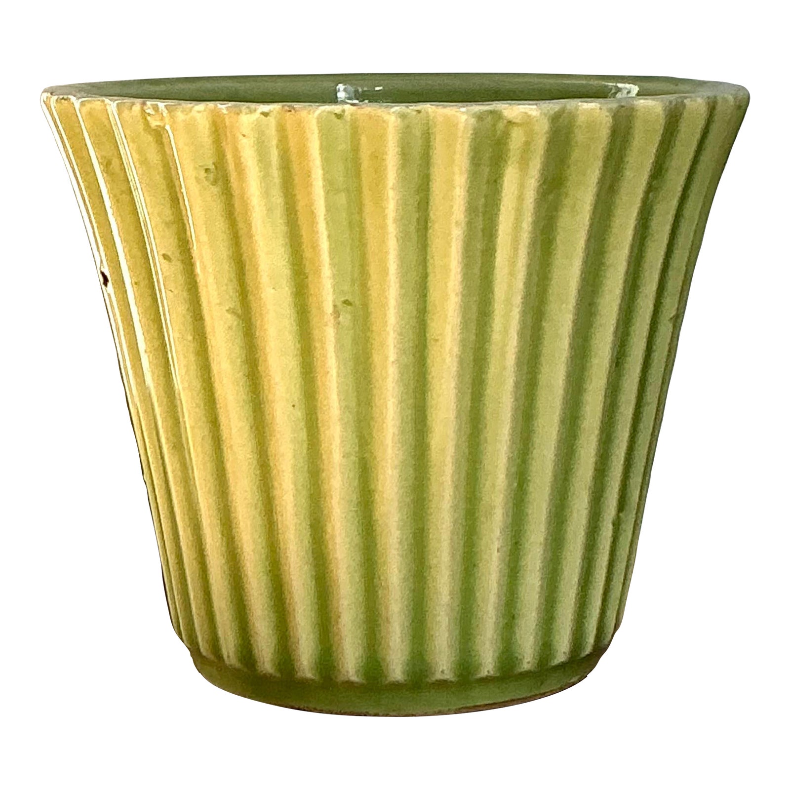 Vintage Boho French Glazed Ceramic Pleated Vase